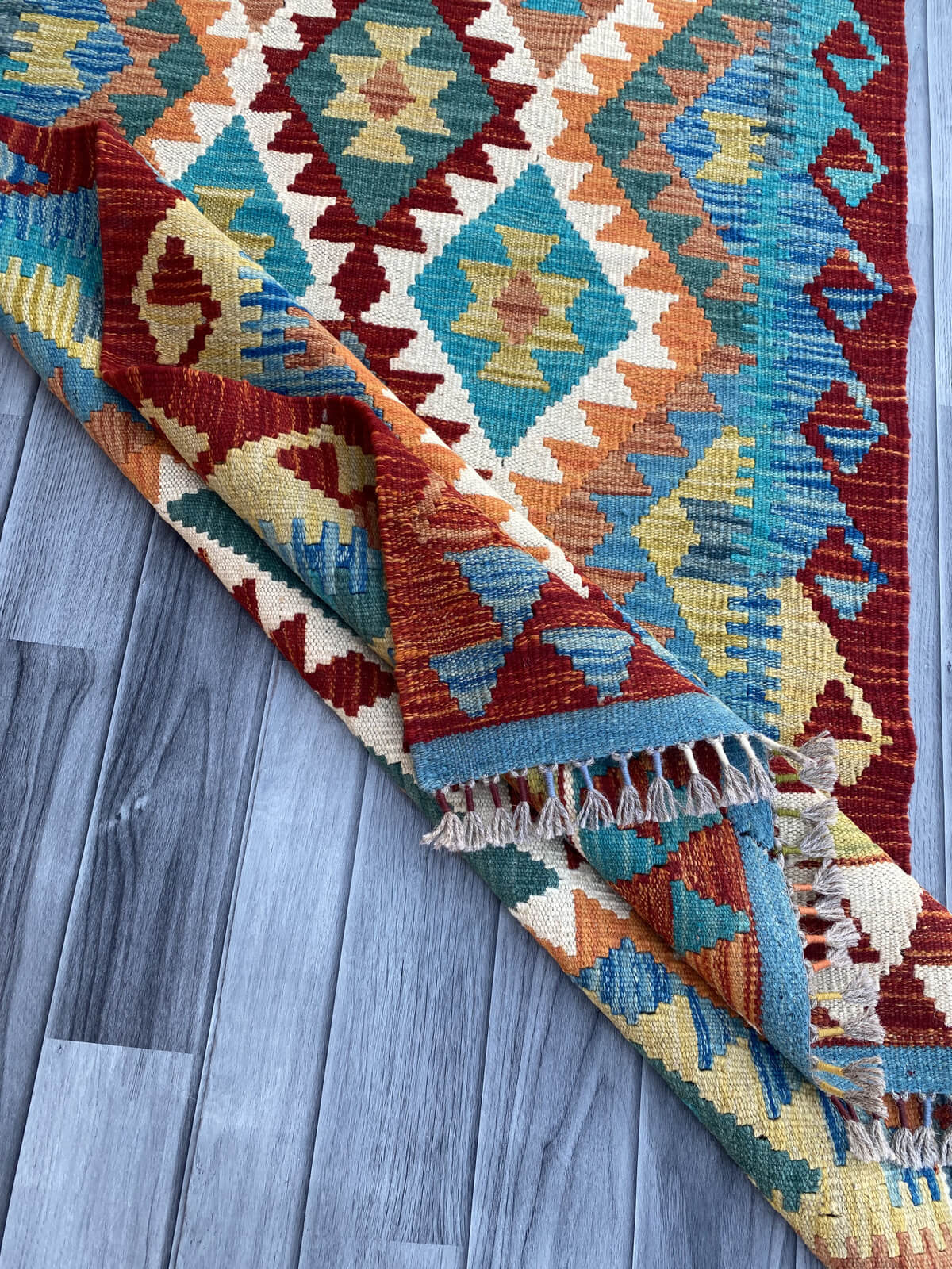 Handmade Flat Weave Kilim Rug (393 CM x 84 CM) SK#1089