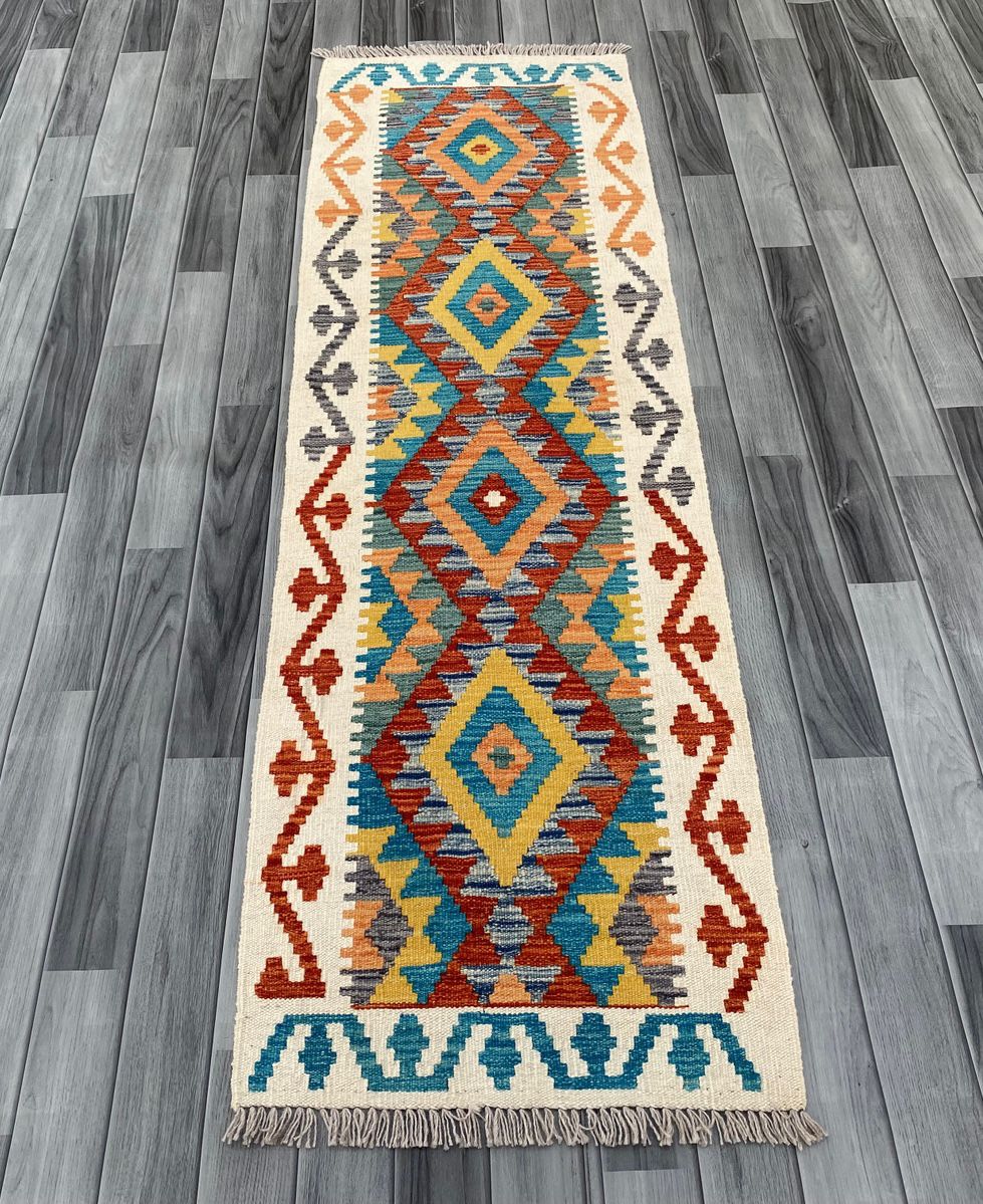 Handmade Chobi Kilim Runner Rug Size: 200 CM x 61 CM KSS#196