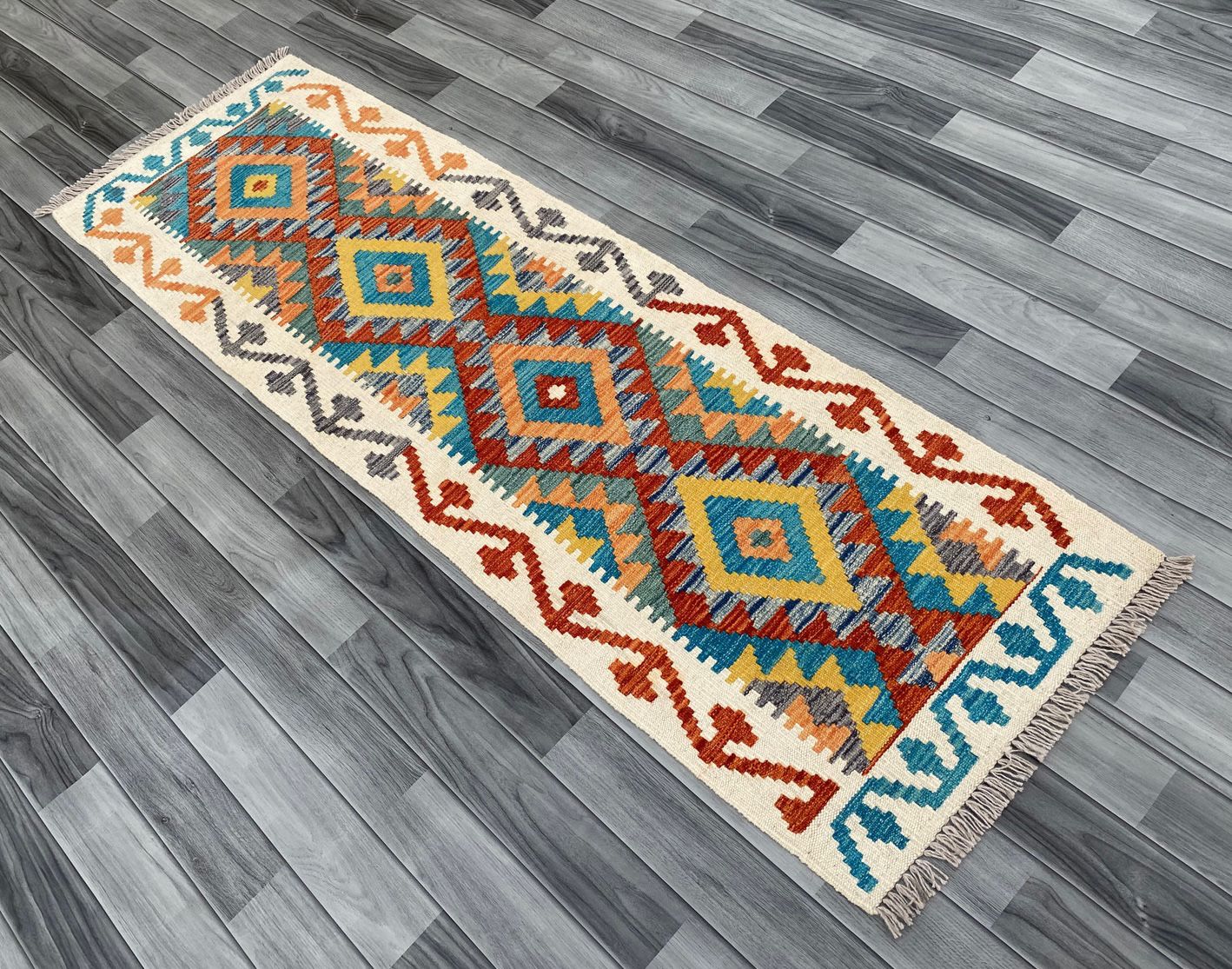 Handmade Chobi Kilim Runner Rug Size: 200 CM x 61 CM KSS#196