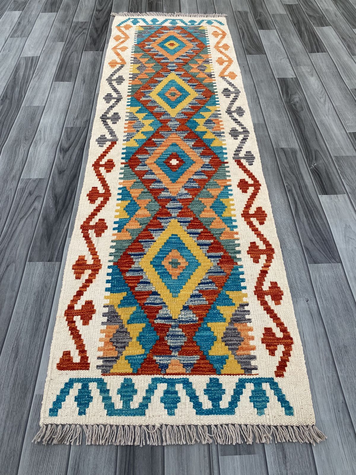 Handmade Chobi Kilim Runner Rug Size: 200 CM x 61 CM KSS#196