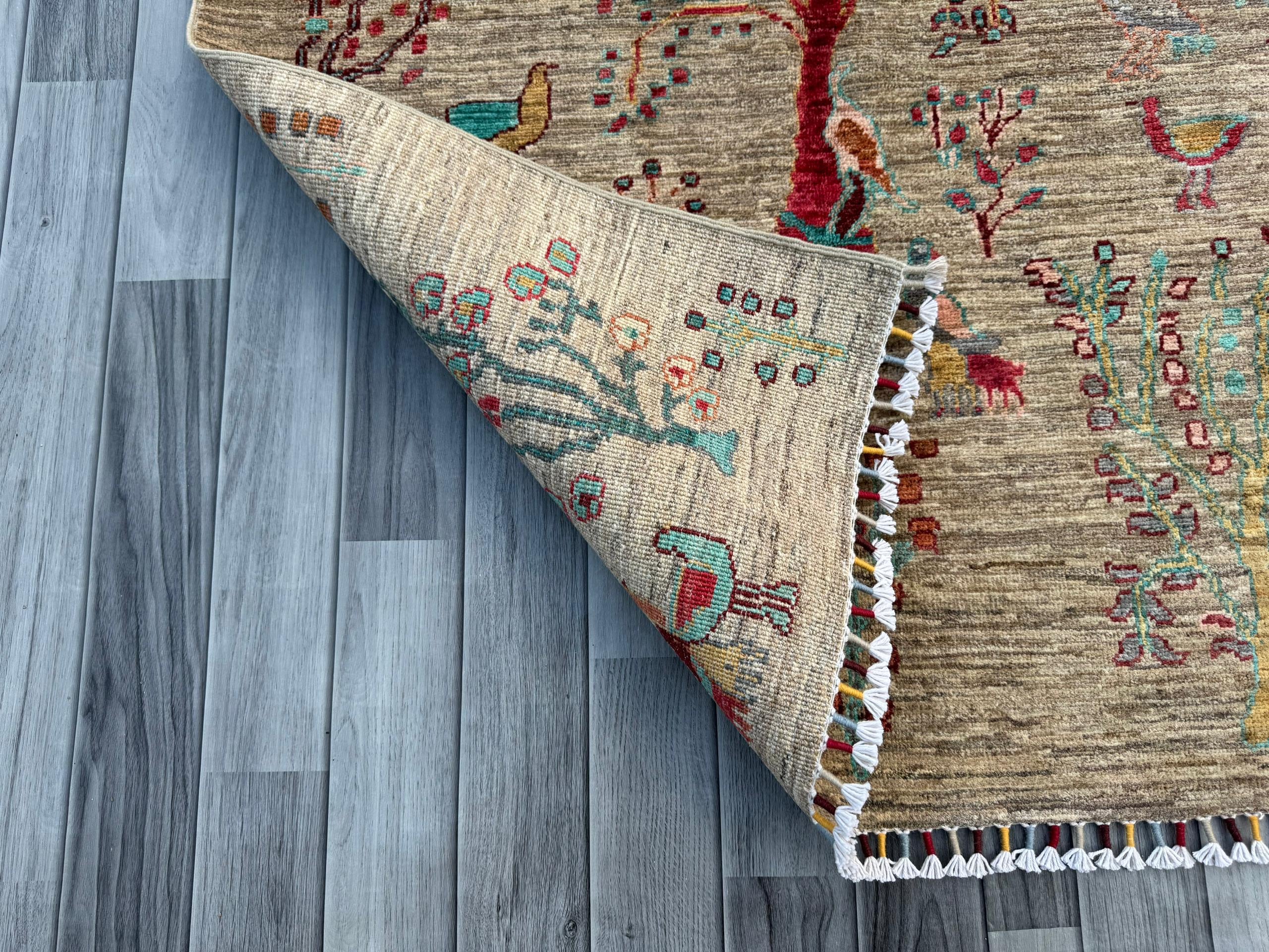 Handmade Chobi Pictorial Wool Rug 145 CM x 106 CM  SS#1402