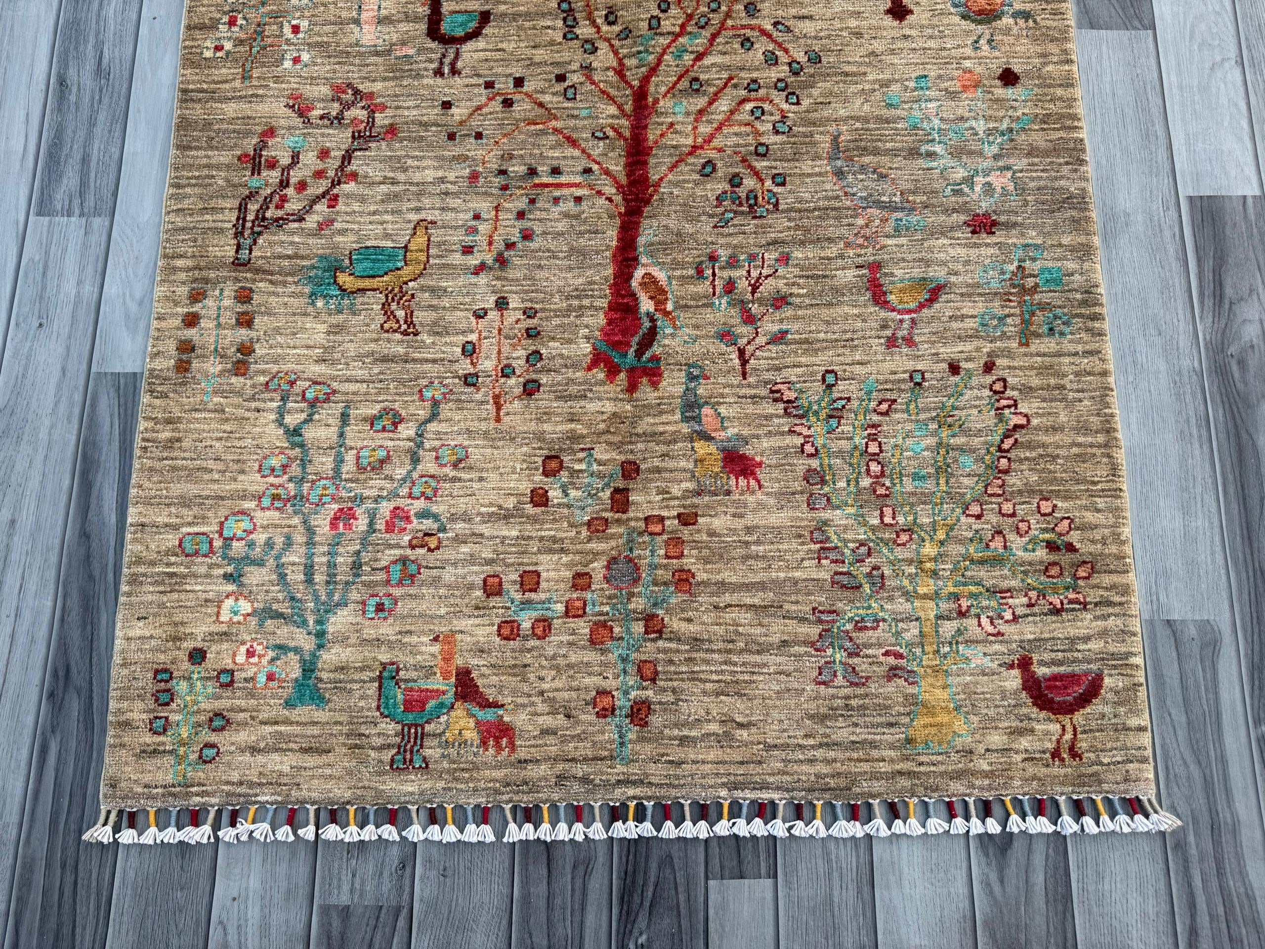 Handmade Chobi Pictorial Wool Rug 145 CM x 106 CM  SS#1402