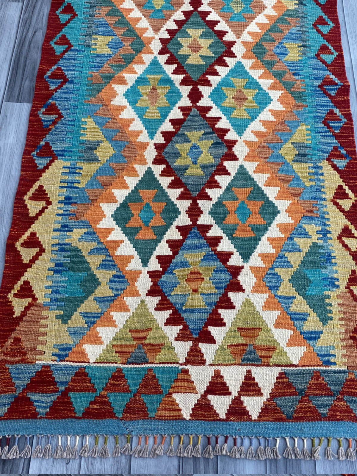 Handmade Flat Weave Kilim Rug (393 CM x 84 CM) SK#1089