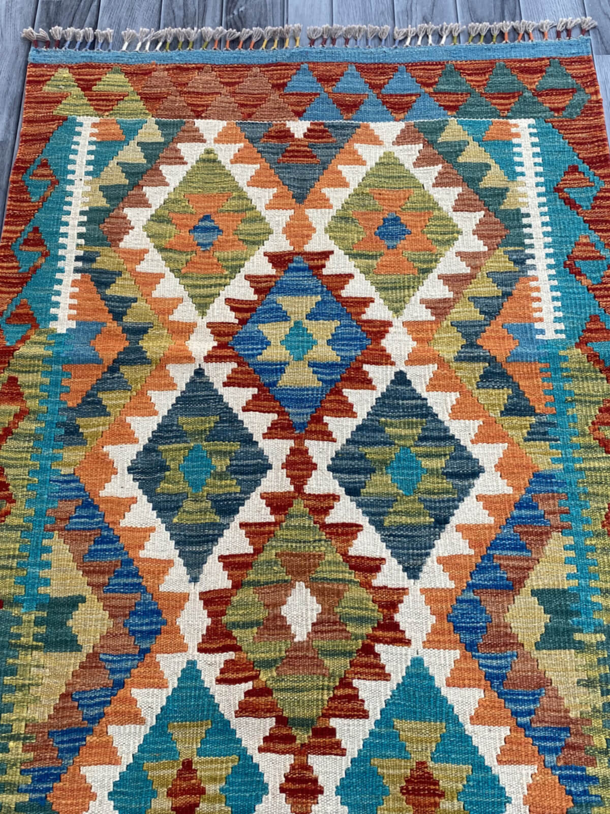Handmade Flat Weave Kilim Rug (393 CM x 84 CM) SK#1089