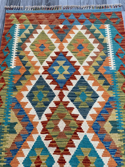 Handmade Flat Weave Kilim Rug (393 CM x 84 CM) SK#1089