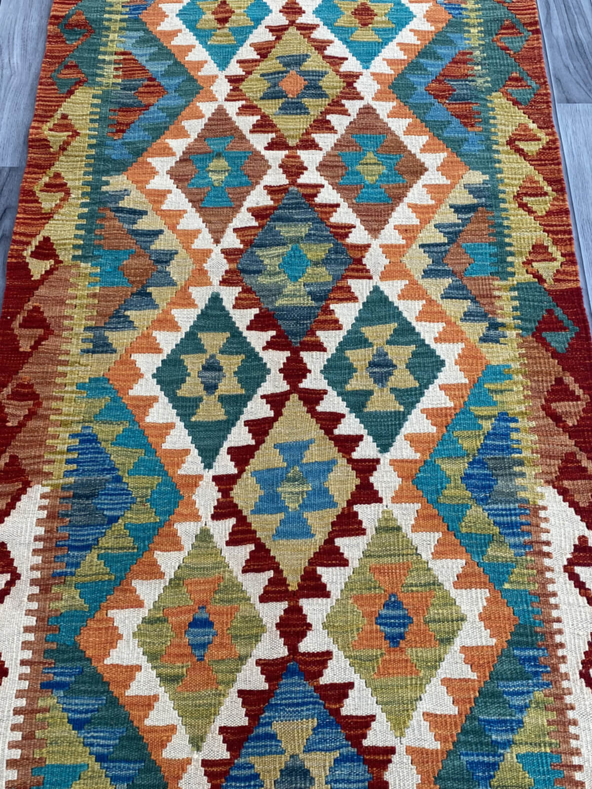 Handmade Flat Weave Kilim Rug (393 CM x 84 CM) SK#1089