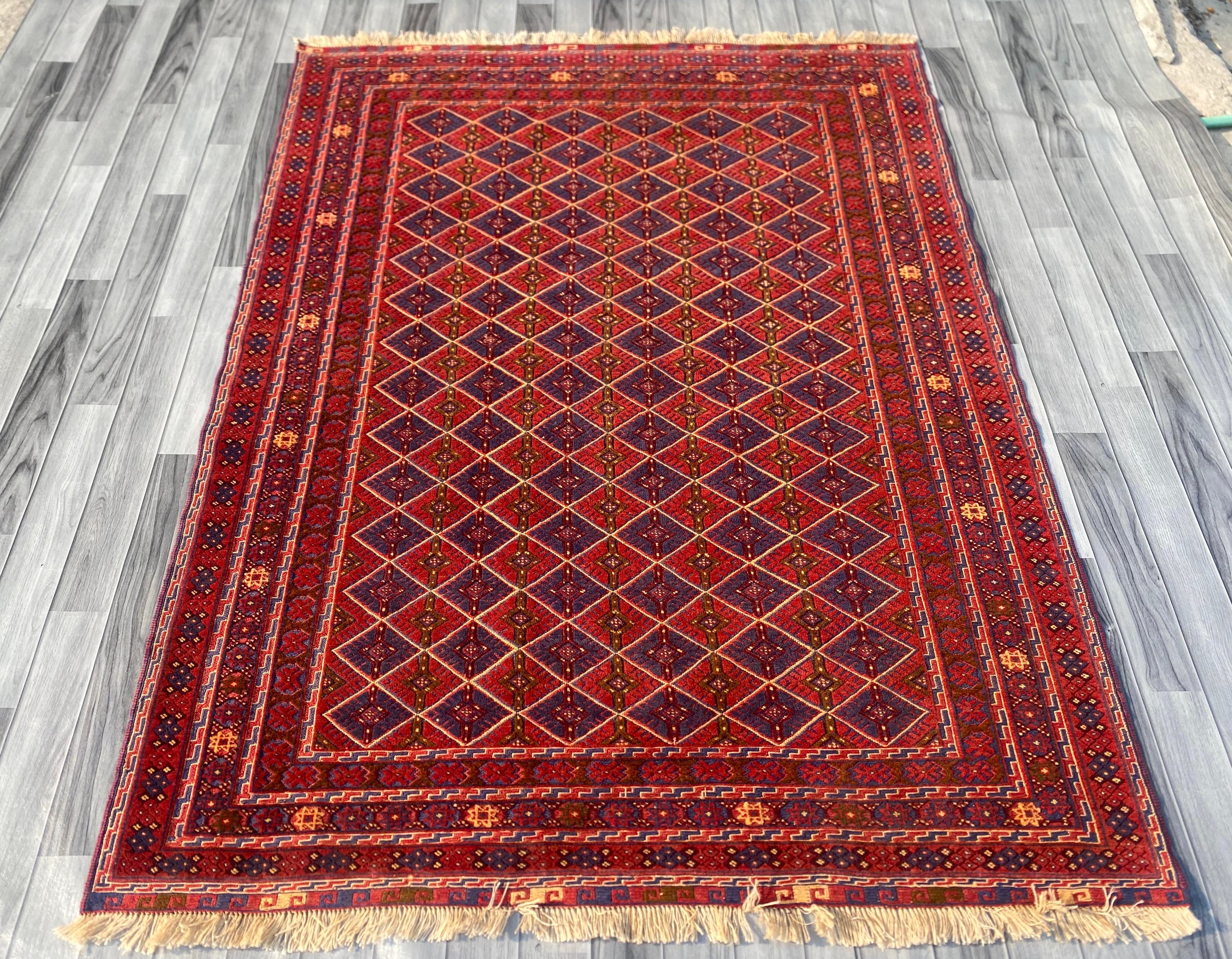 Handmade Afghan Tribal Meshwani Rug 203 CM x 154 CM SK#1376