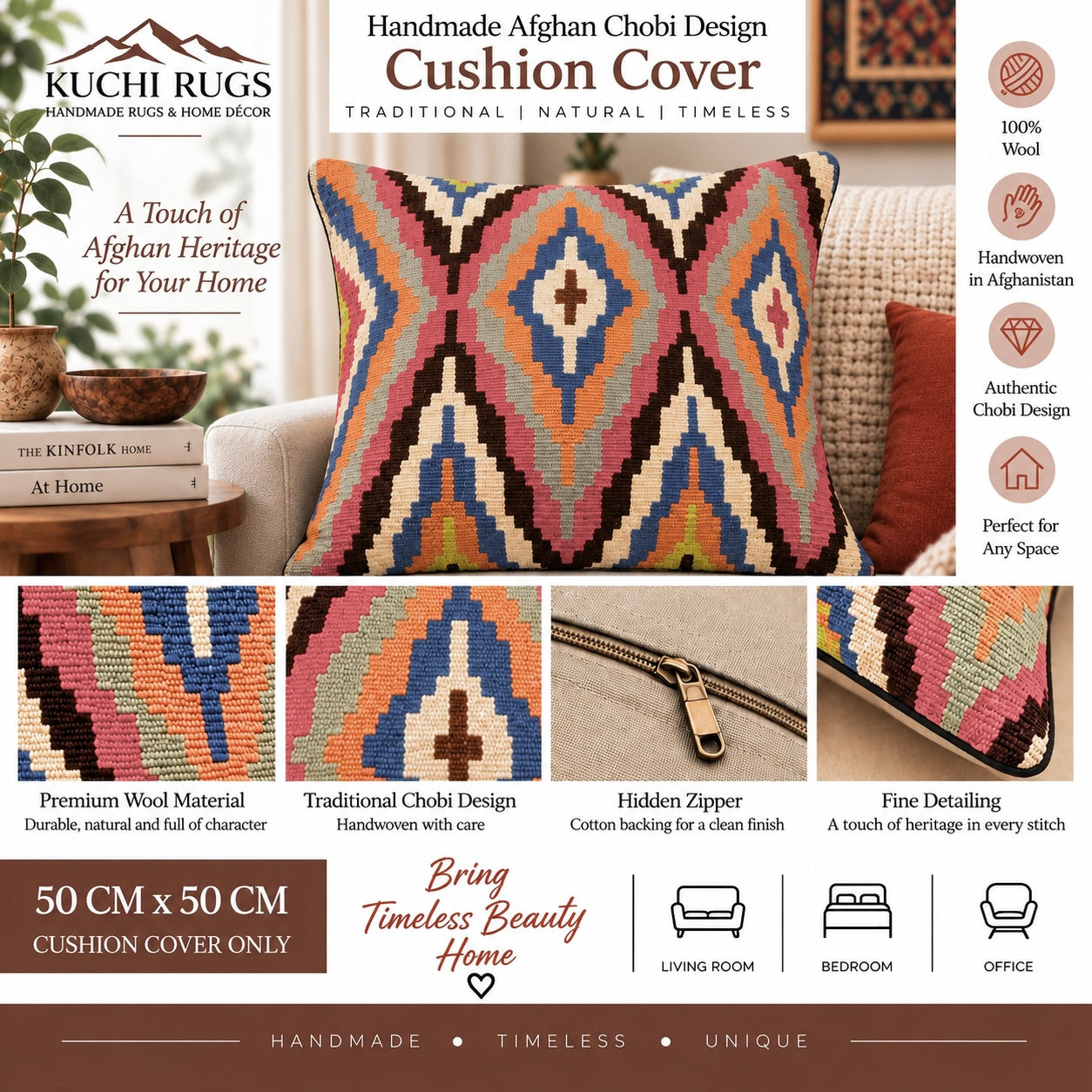 Handmade Chobi Cushion Cover 50 CM X 50 CM  AF#501