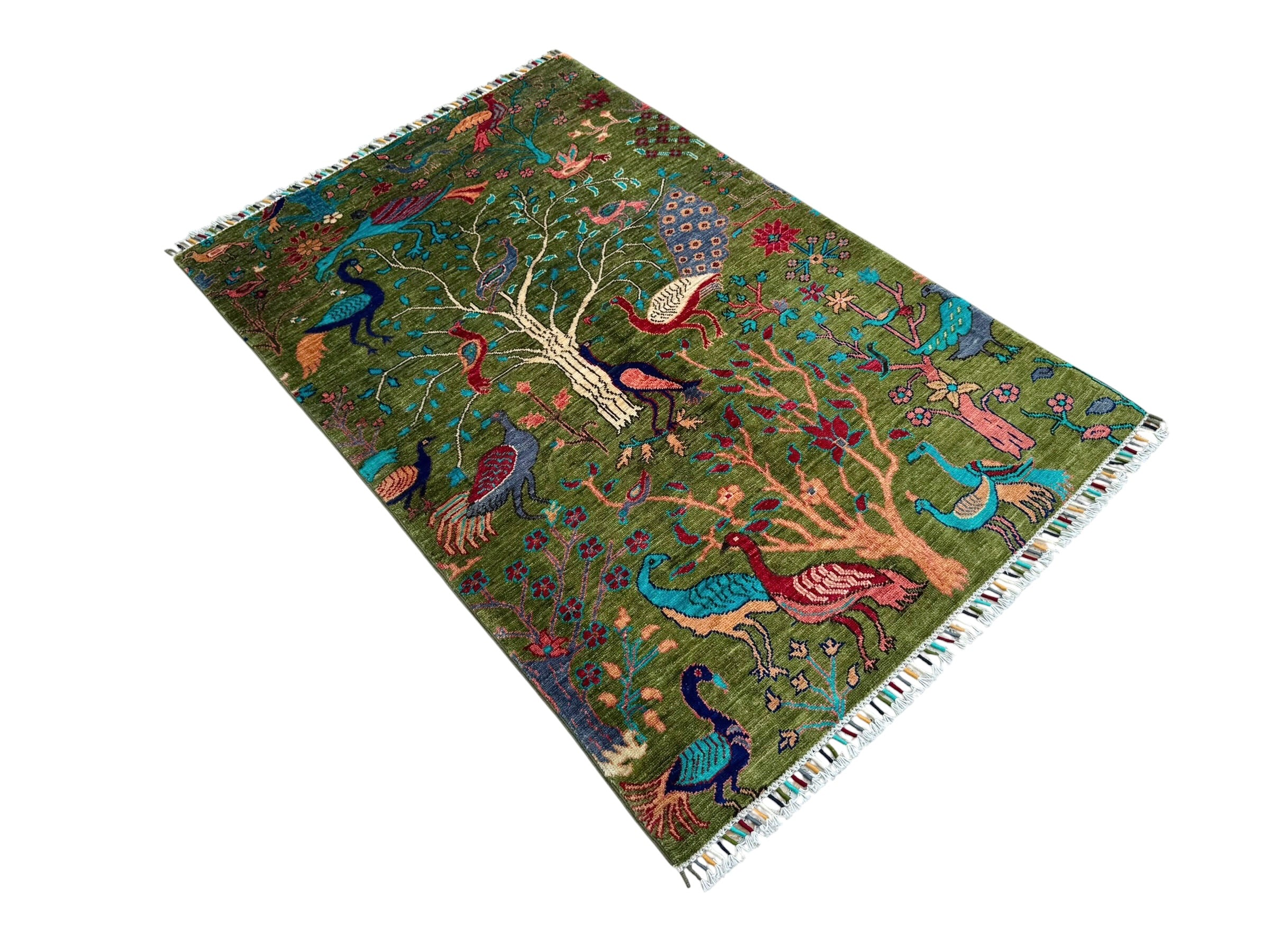 Handmade Chobi Pictorial Wool Rug   150 CM x 99 CM  SK#2018