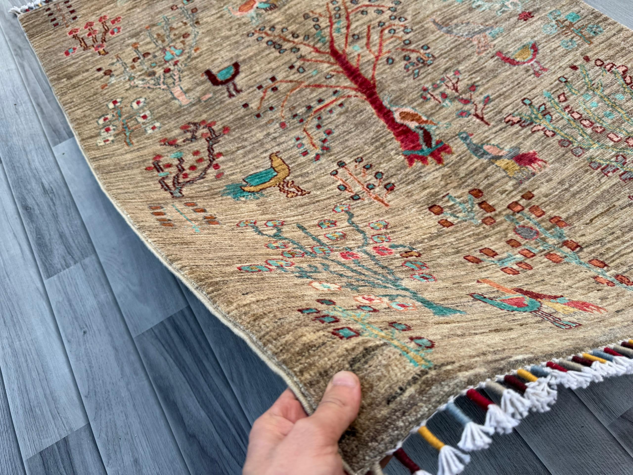 Handmade Chobi Pictorial Wool Rug 145 CM x 106 CM  SS#1402