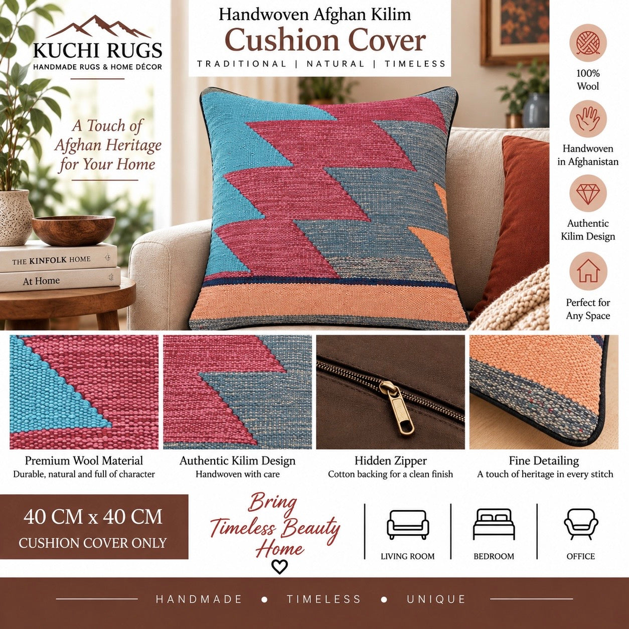 Handmade Traditional Cushion Cover 40cm x 40cm AF#618