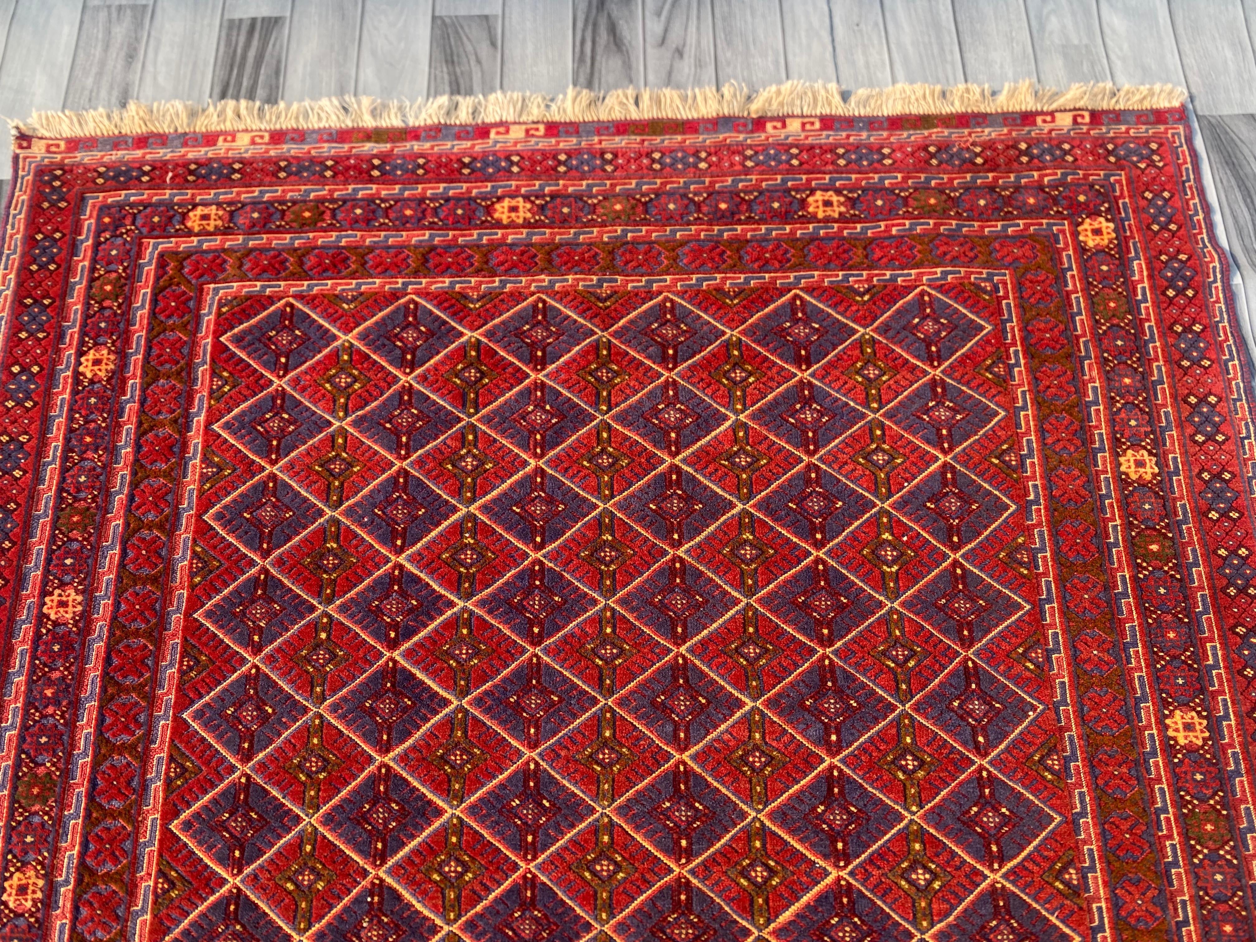 Handmade Afghan Tribal Meshwani Rug 203 CM x 154 CM SK#1376