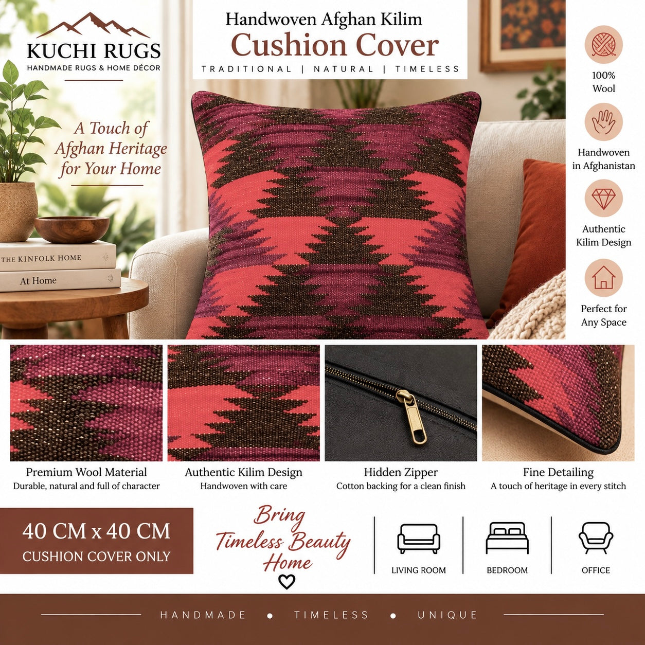 Handmade Traditional Cushion Cover 40cm x 40cm AF#610