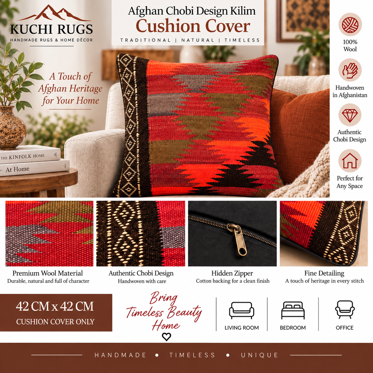 Handmade Traditional Cushion Cover 43 cm X 43 cm AF# 351