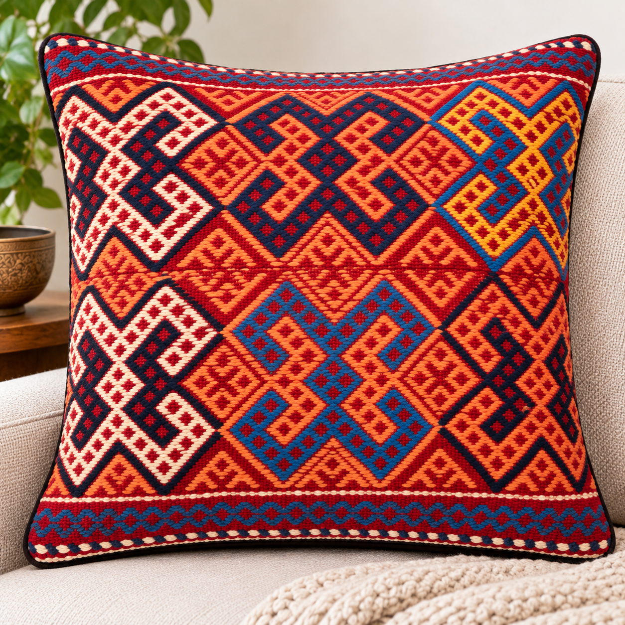 Handmade Kuchi Design Cushion Cover 45cm X 45cm AF# 184