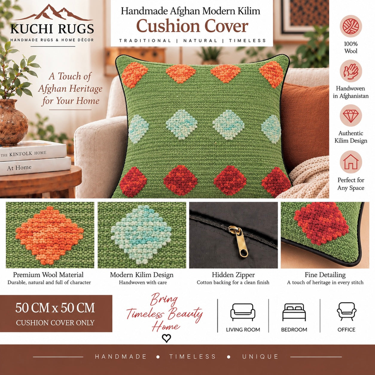 Handmade Modern Design Cushion cover 50 CM X 50 CM AF#414