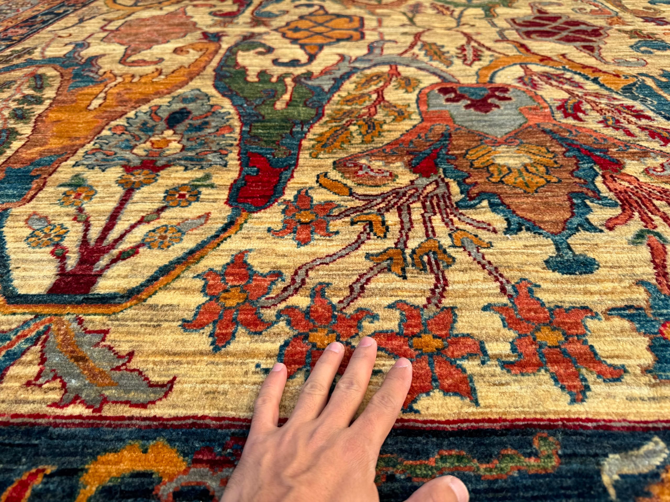 Hand-Knotted Chobi Floral Design Wool Rug 306 CM x 250 CM