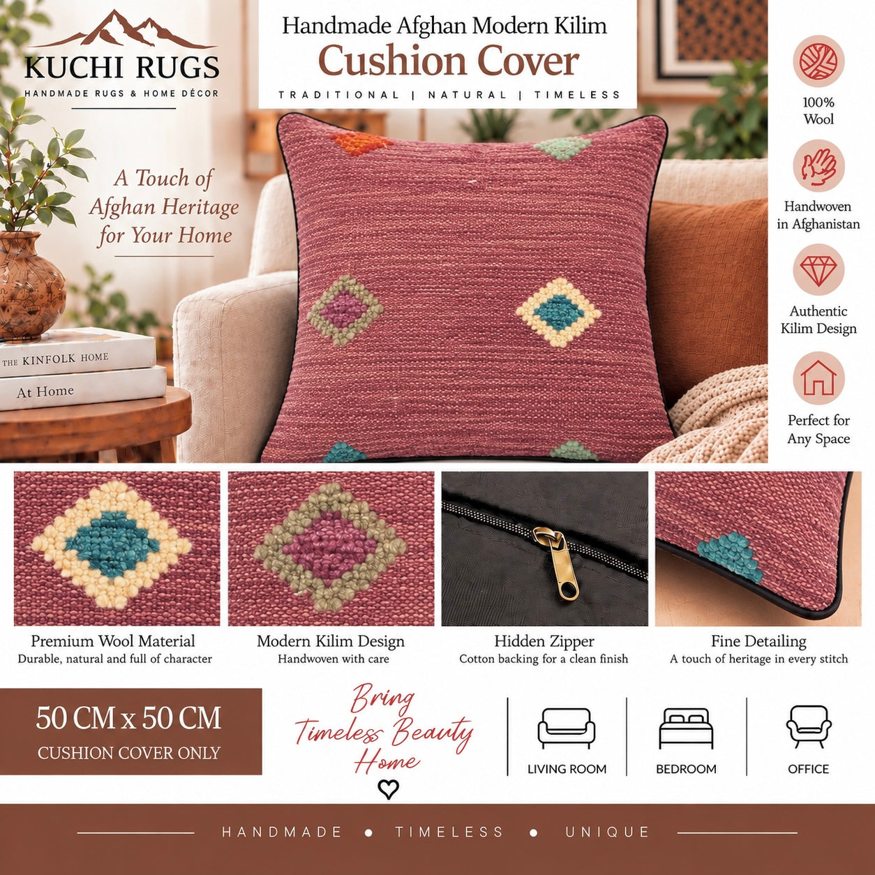 Handmade Modern Design Cushion cover 50 CM X 50 CM AF#415