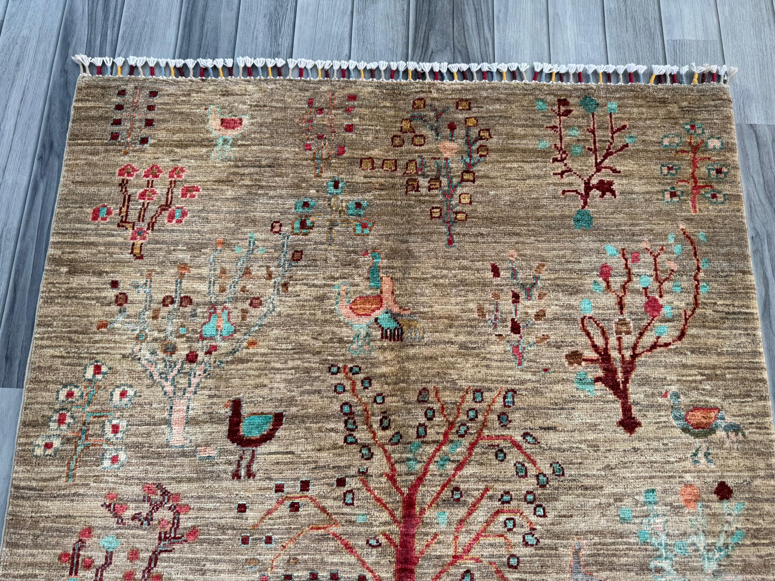 Handmade Chobi Pictorial Wool Rug 145 CM x 106 CM  SS#1402