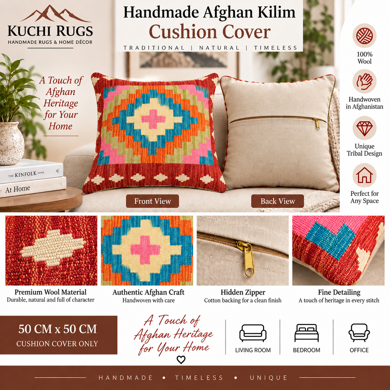 Handmade Chobi Cushion Cover 50 CM X 50 CM  AF# 307
