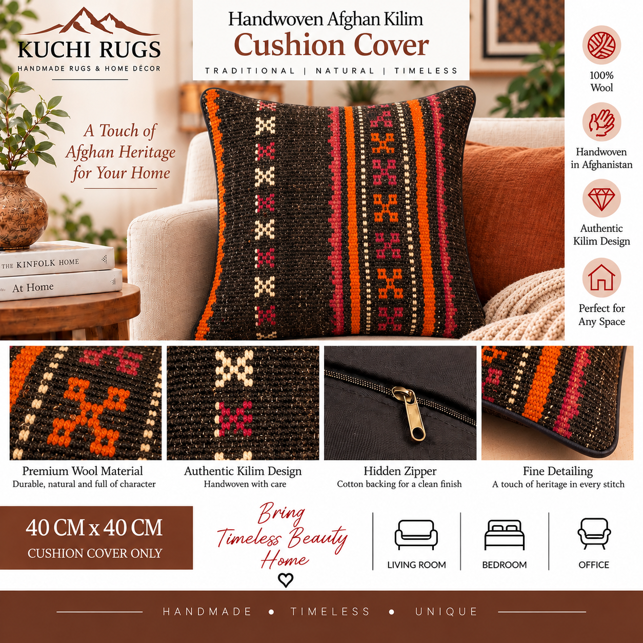 Handmade Traditional Cushion Cover 40 cm X 40 cm AF#380