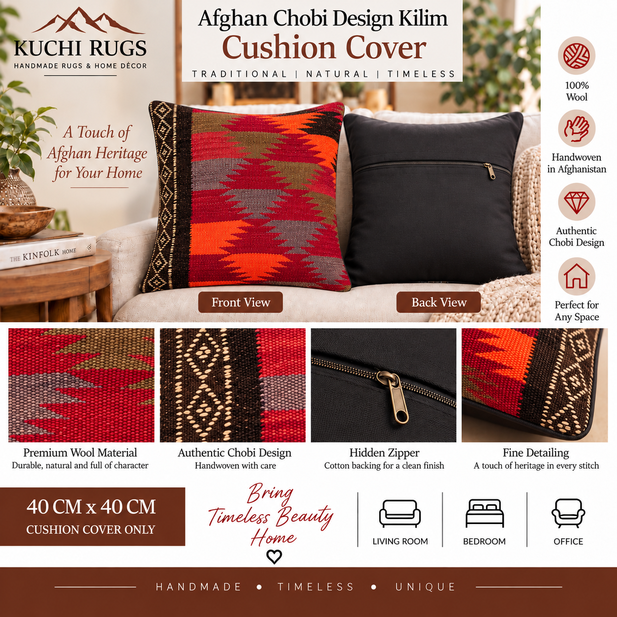 Handmade Traditional Cushion Cover 40cm X 40cm AF# 346