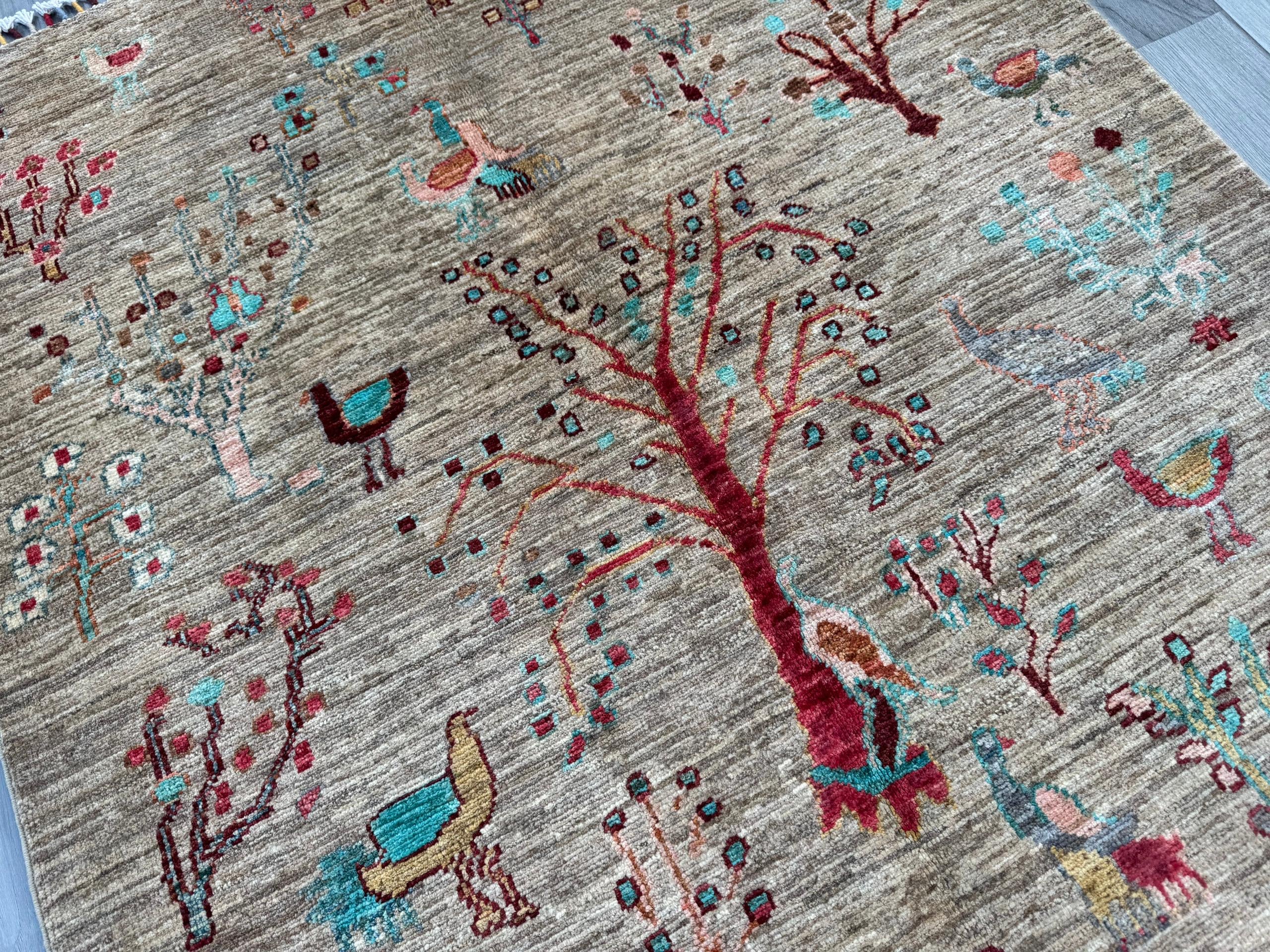 Handmade Chobi Pictorial Wool Rug 145 CM x 106 CM  SS#1402