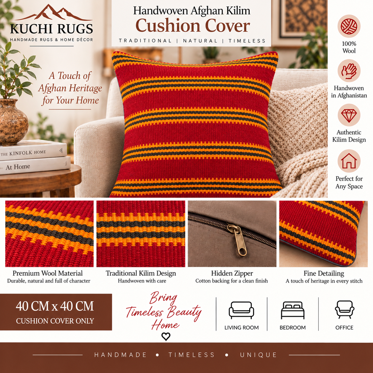 Handmade Traditional Cushion Cover 40 cm X 40 cm AF# 352