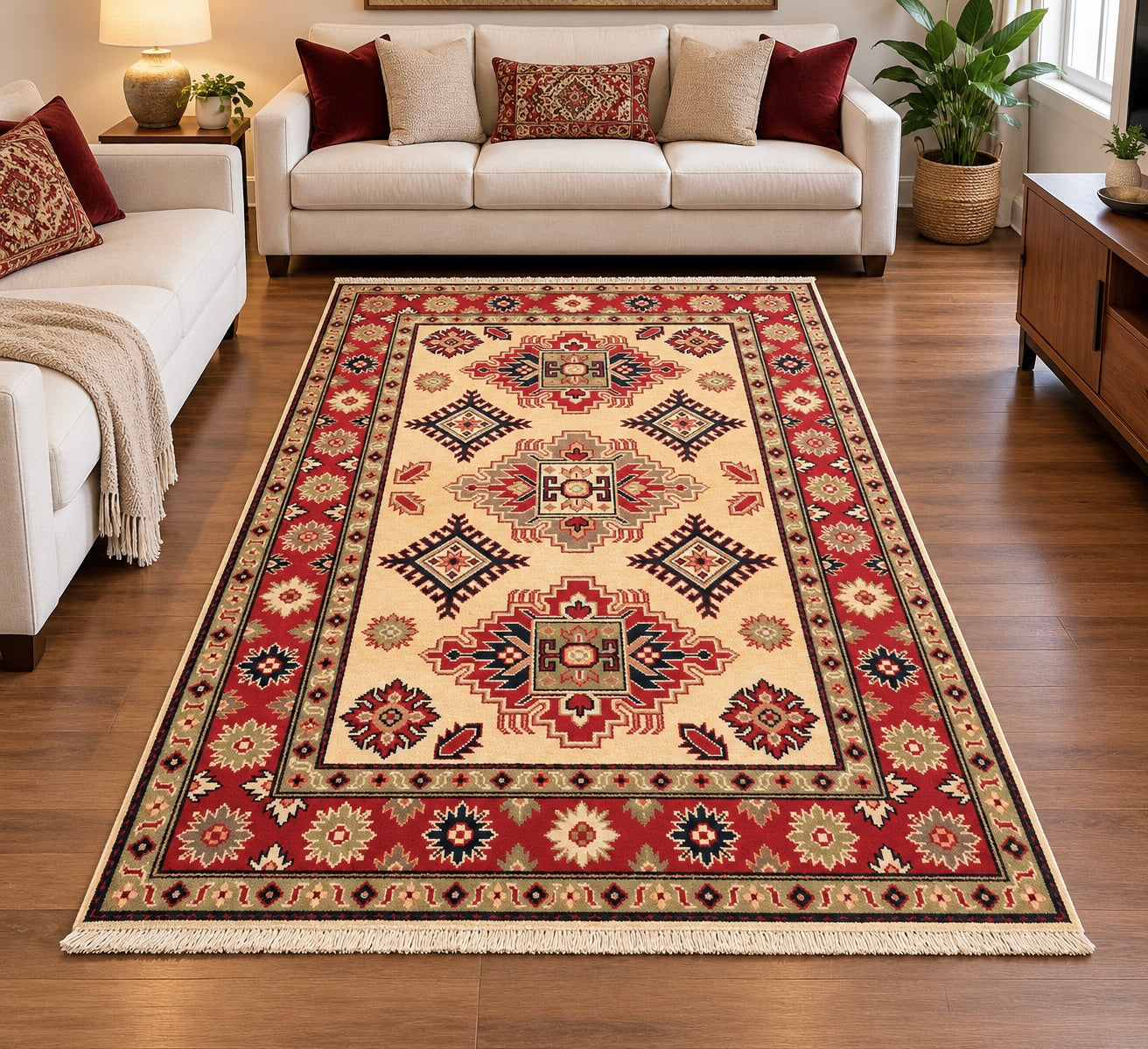 Handmade Afghan Traditional Kazak Wool Rug – 170 CM x 100 CM