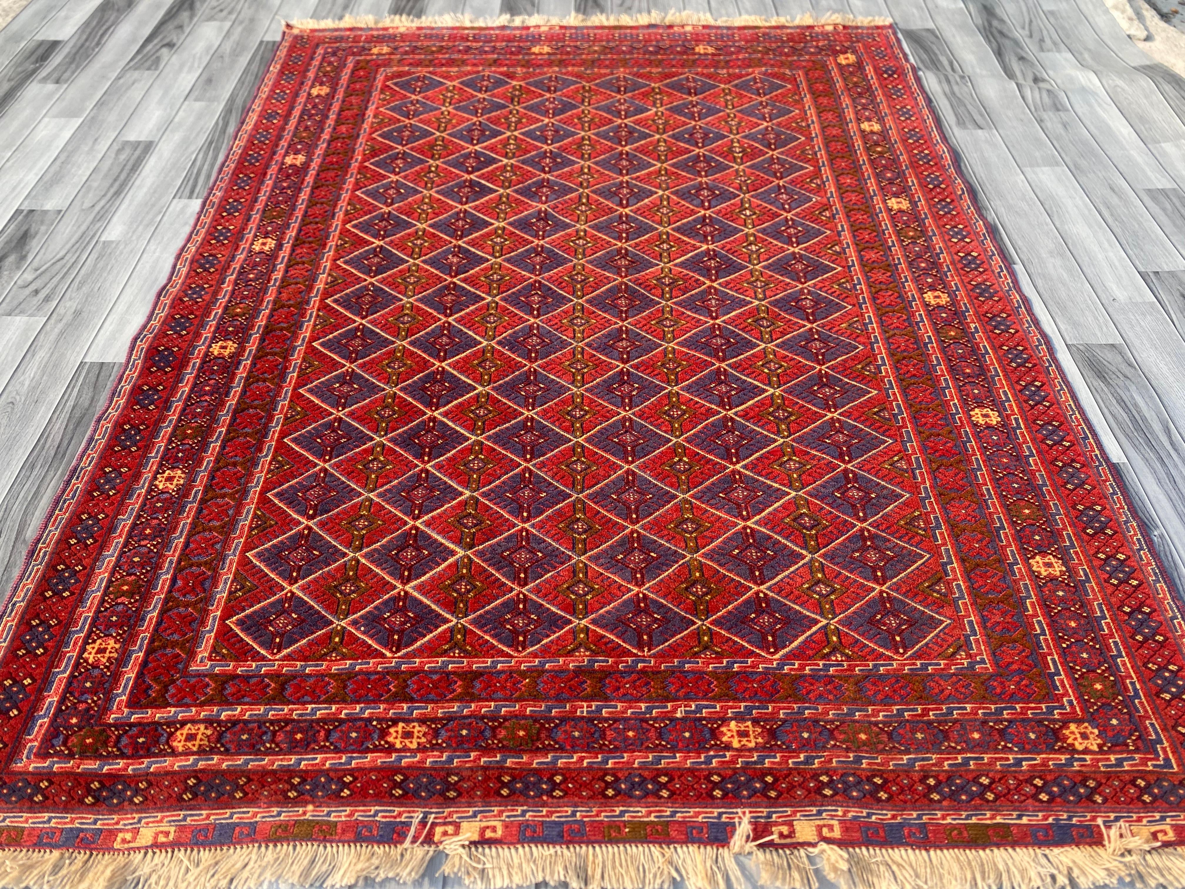 Handmade Afghan Tribal Meshwani Rug 203 CM x 154 CM SK#1376