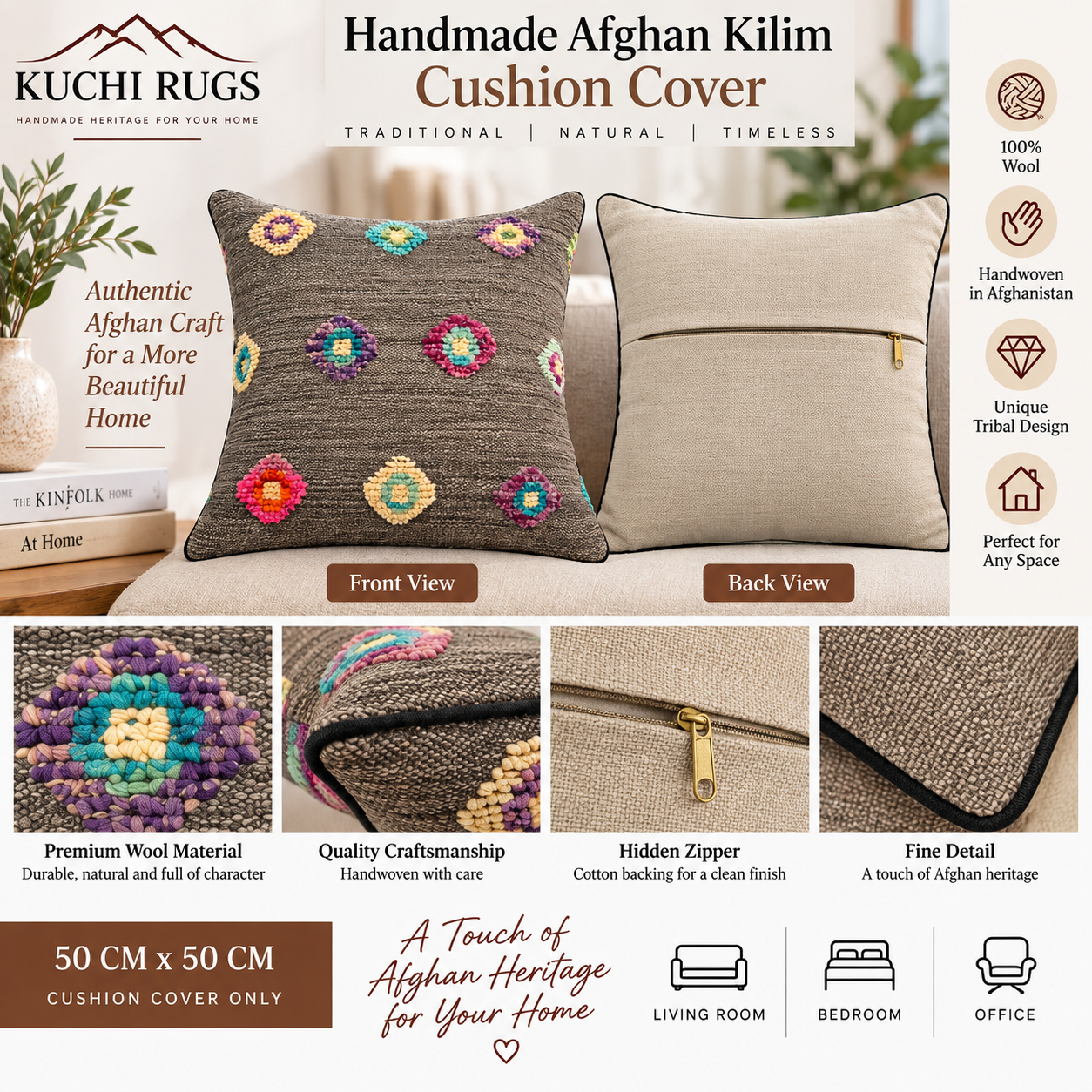 Handmade Modern Design Cushion cover 50 CM X 50 CM AF#214