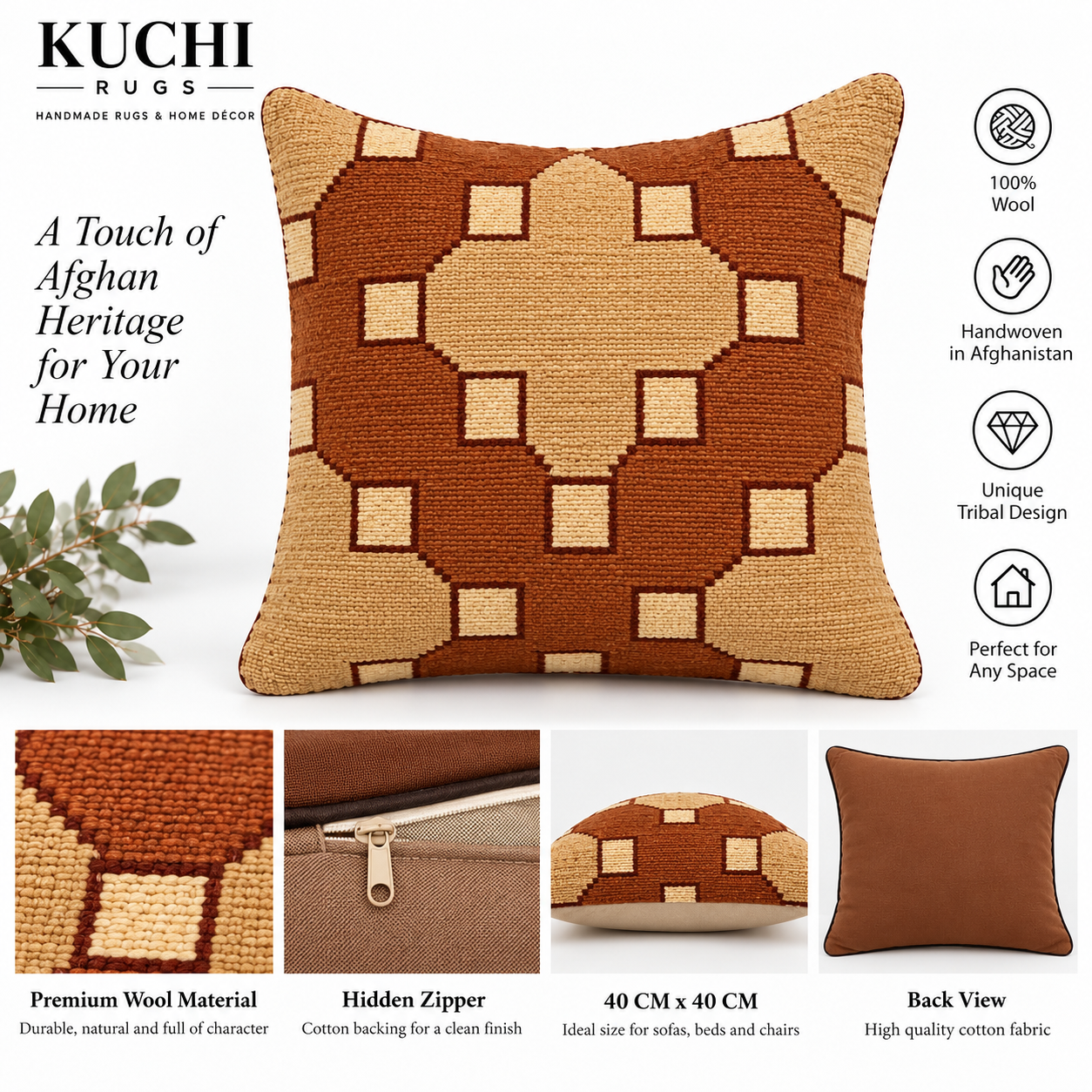 Handmade Traditional Design Cushion Cover 40 cm x 40 cm  AF#139