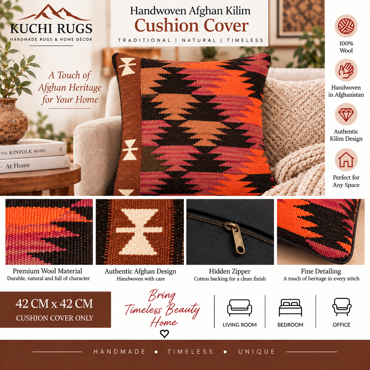 Handmade Traditional Cushion Cover 42 cm X 42 cm AF# 353