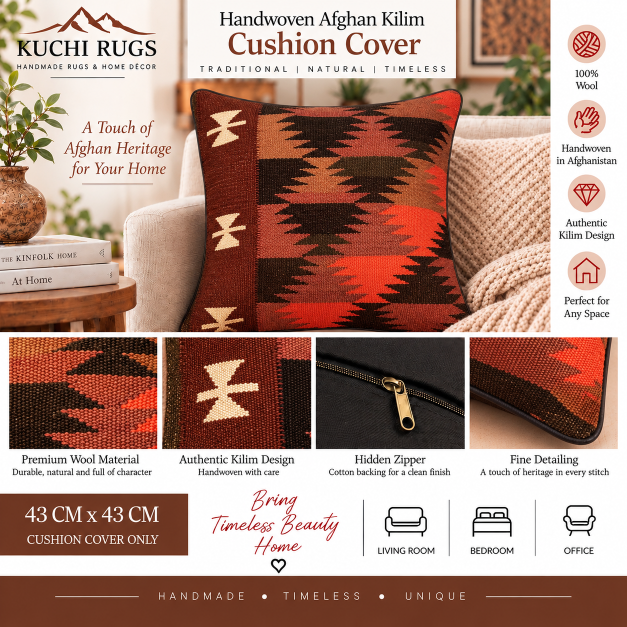 Handmade Traditional Cushion Cover 43 cm X 43 cm AF#378