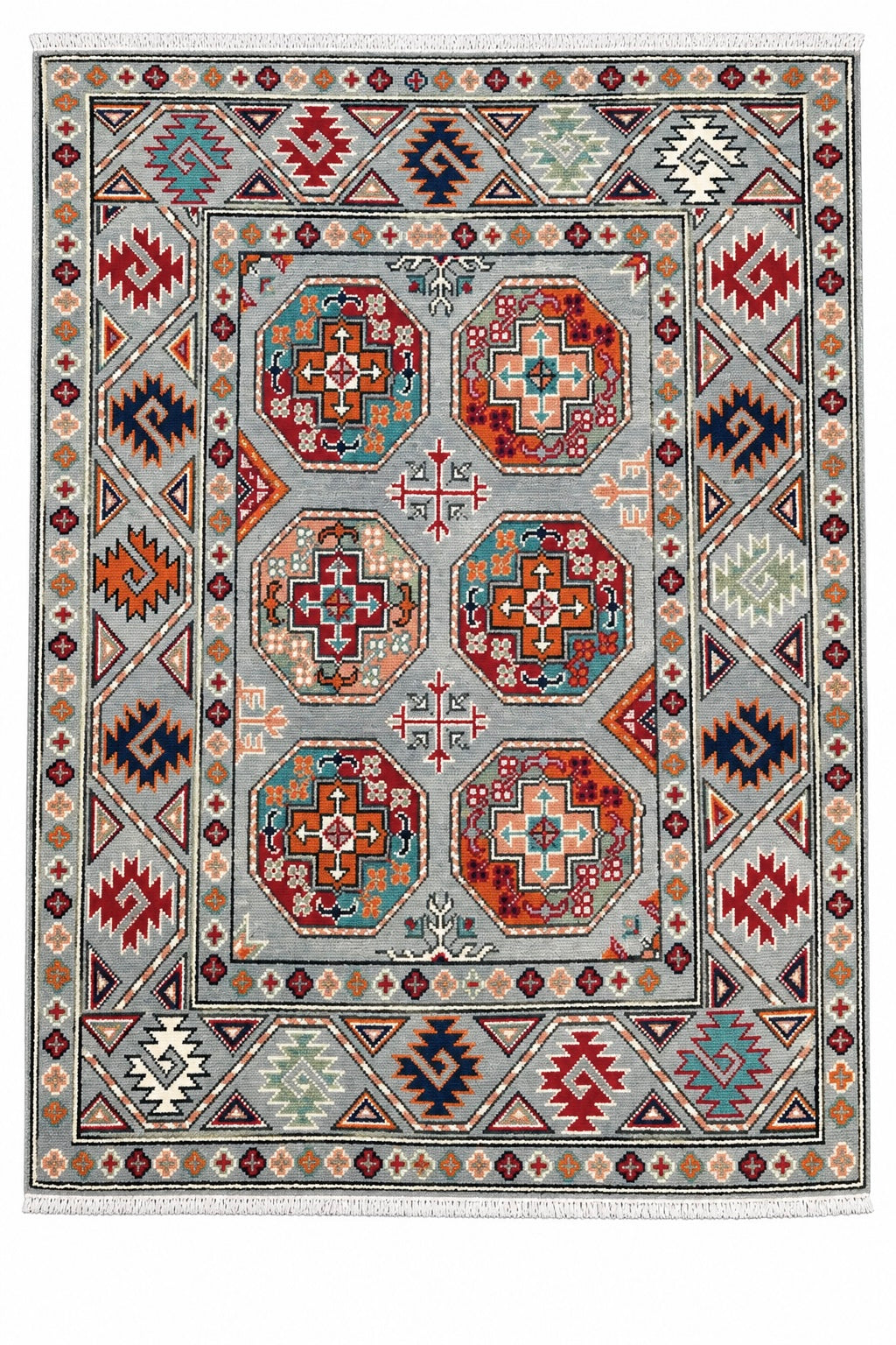 Handmade Afghan Traditional Kazak Wool Rug – 140 CM x 100 CM