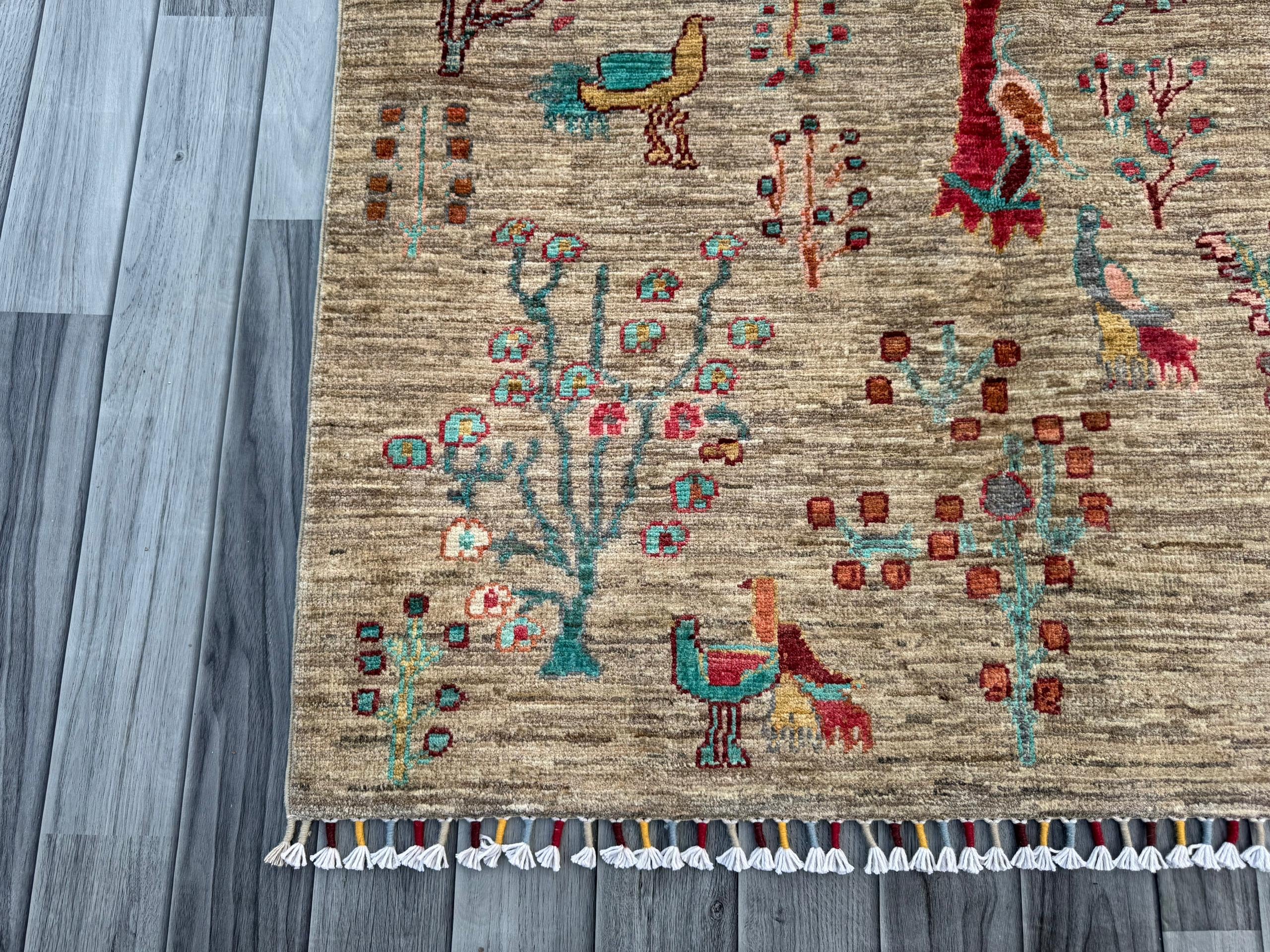 Handmade Chobi Pictorial Wool Rug 145 CM x 106 CM  SS#1402