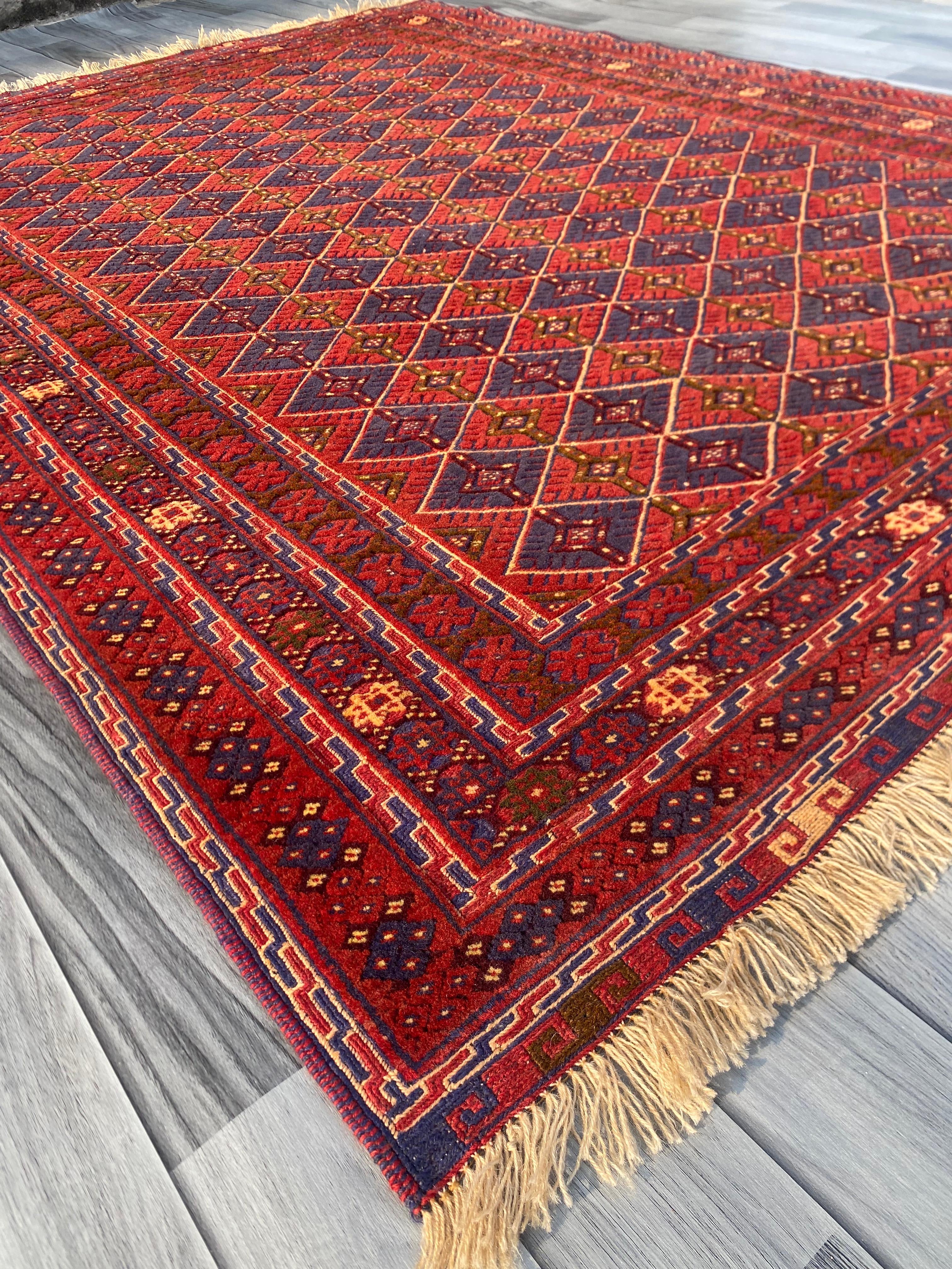 Handmade Afghan Tribal Meshwani Rug 203 CM x 154 CM SK#1376