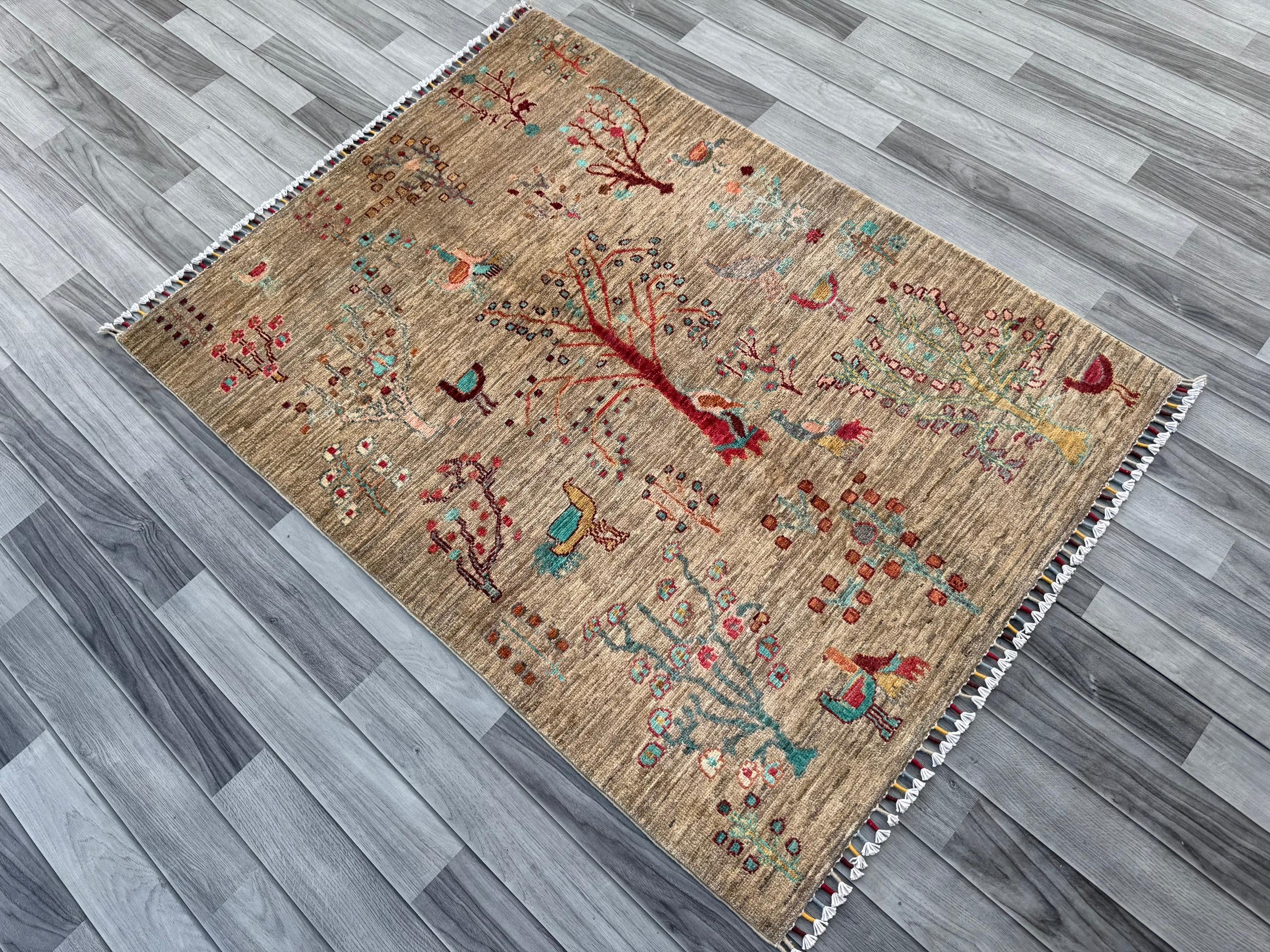 Handmade Chobi Pictorial Wool Rug 145 CM x 106 CM  SS#1402