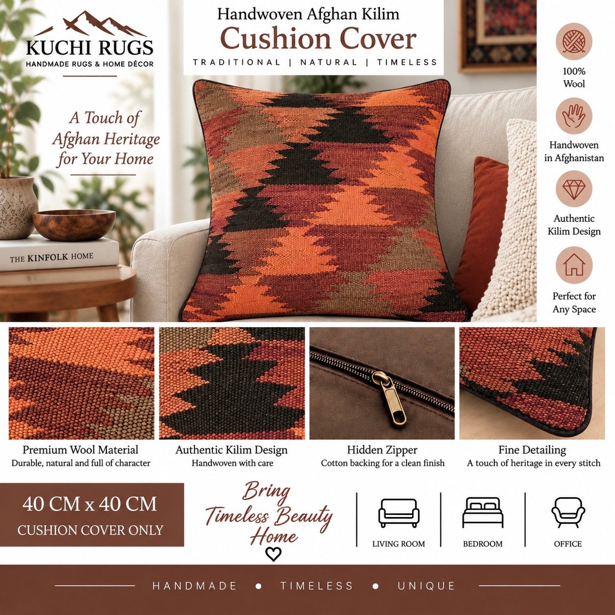 Handmade Traditional Cushion Cover 40cm x 40cm AF#635