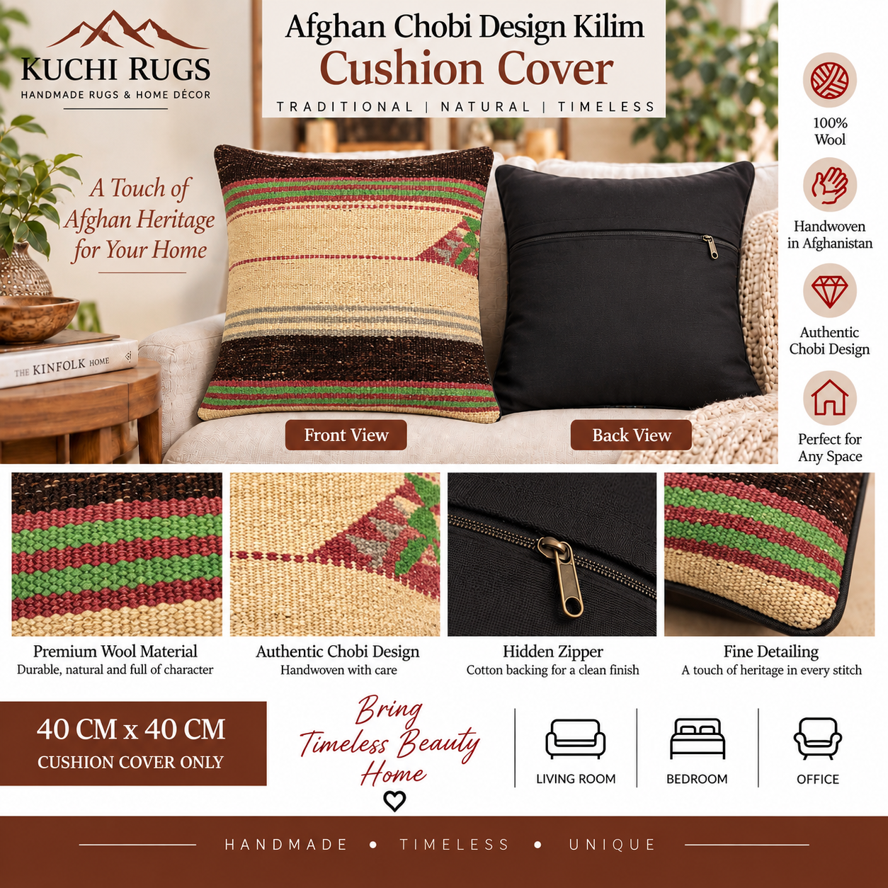 Handmade Traditional Cushion Cover 40cm X 40cm AF# 342