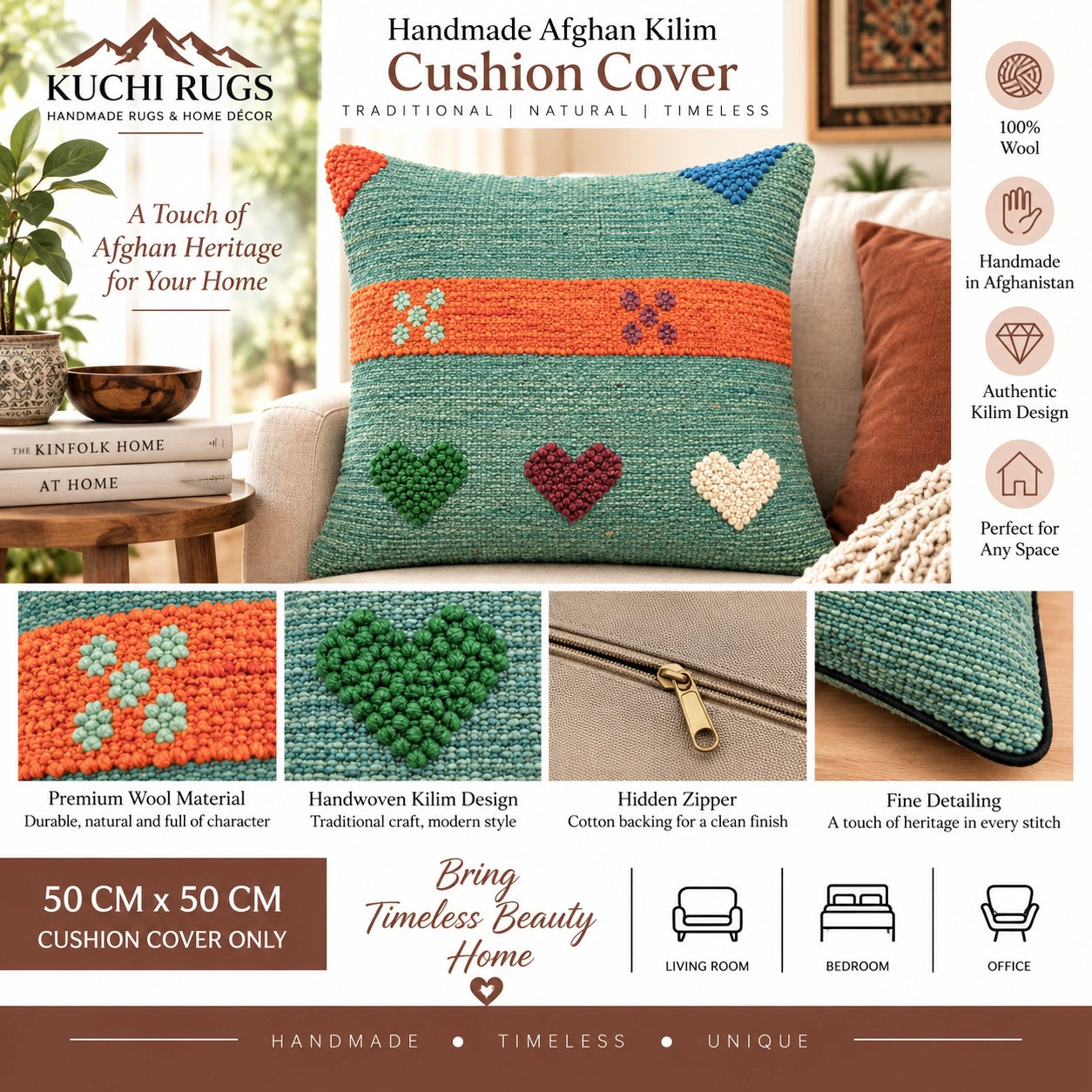 Handmade Modern Design Cushion Cover 50 CM x 50 CM AF#665