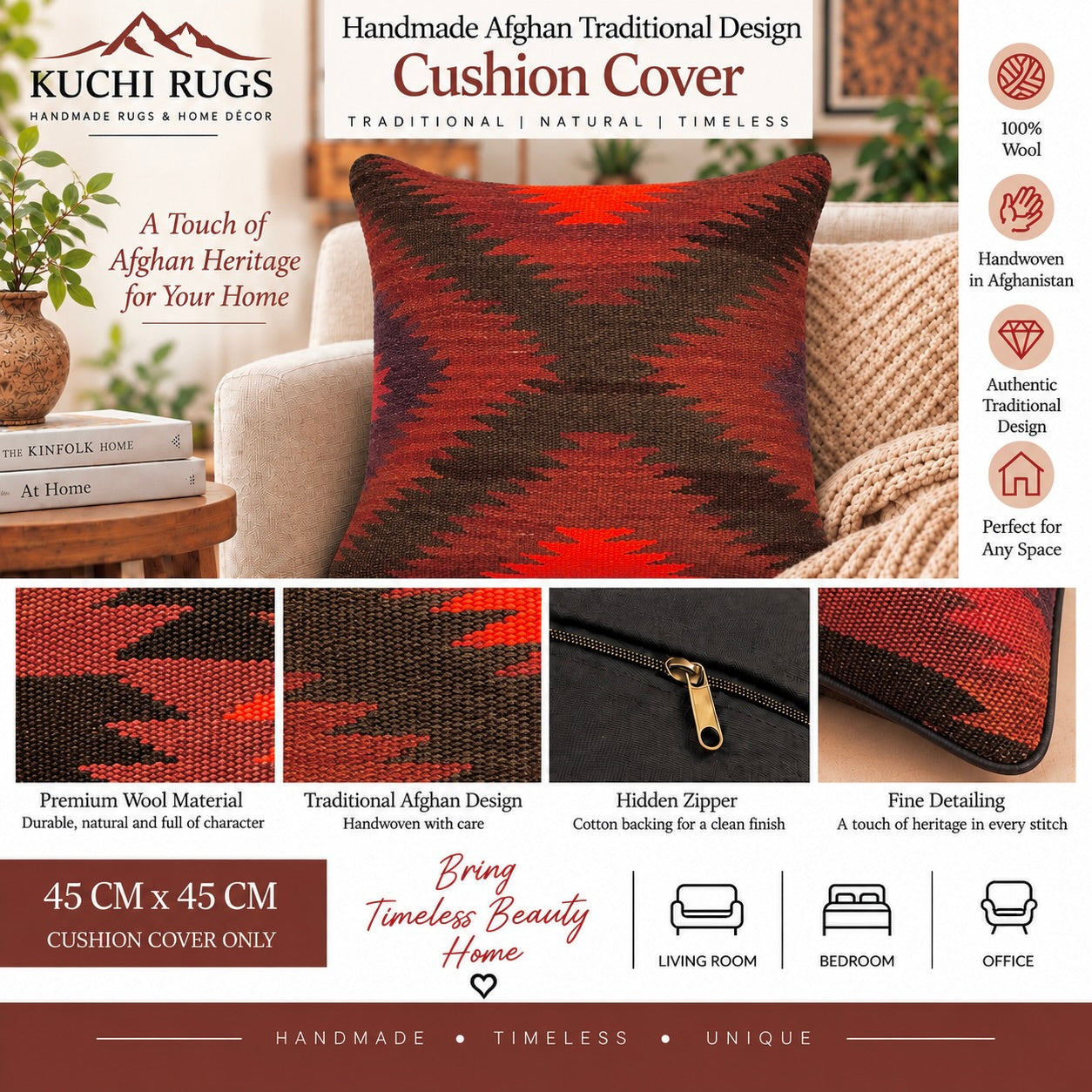 Handmade Traditional Cushion Cover 45cm X 45cm AF#439