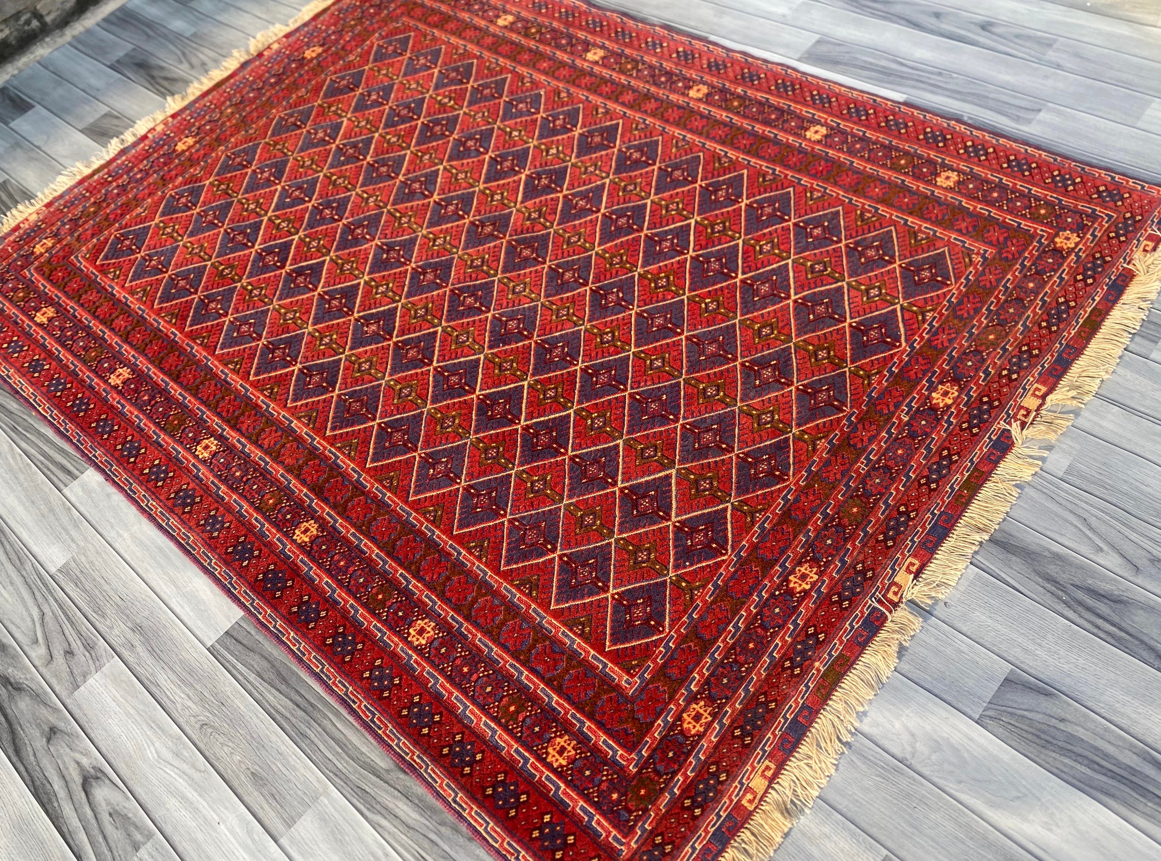 Handmade Afghan Tribal Meshwani Rug 203 CM x 154 CM SK#1376