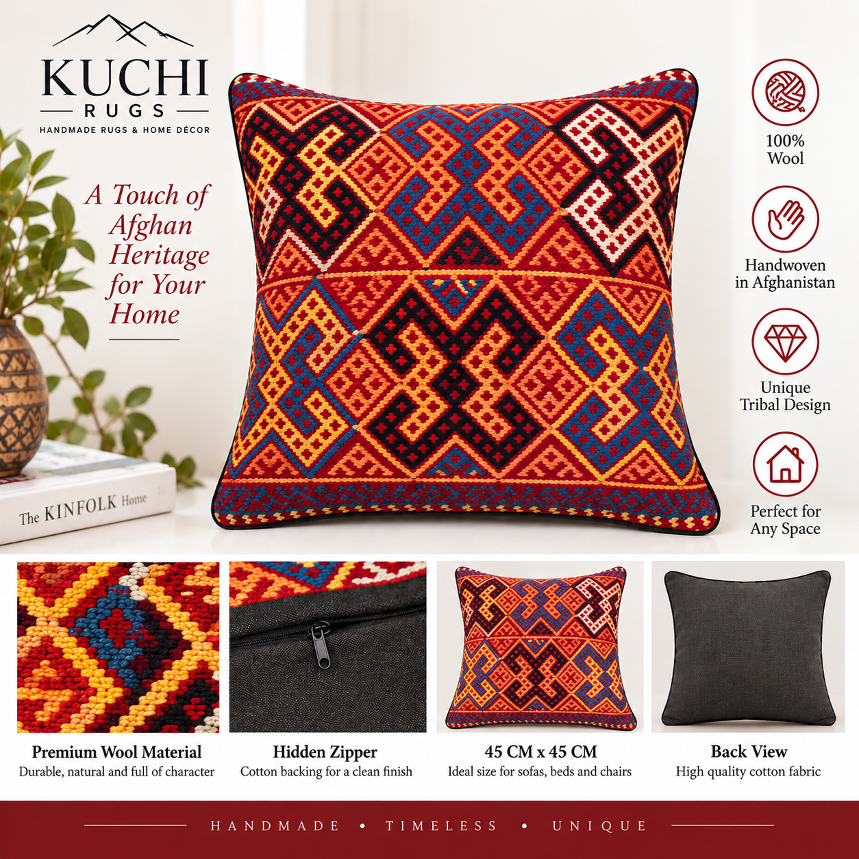 Handmade Kuchi Design Cushion Cover 45cm X 45cm AF# 165