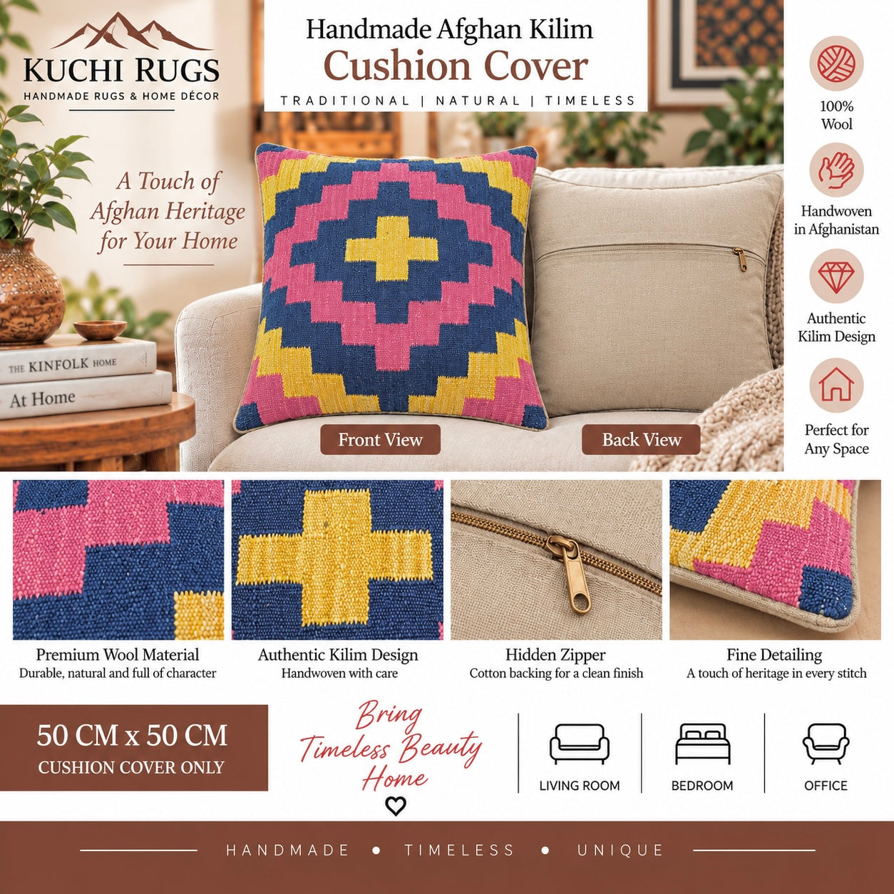 Handmade Chobi Cushion Cover 50 CM X 50 CM  AF#416