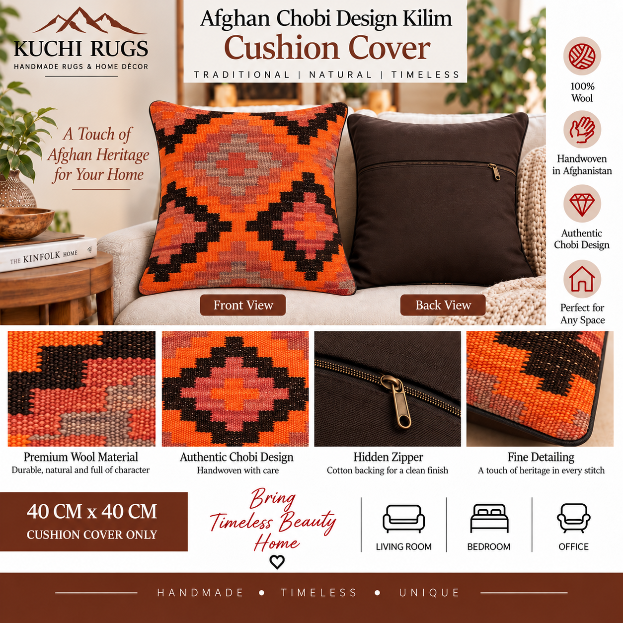 Handmade Traditional Cushion Cover 45 cm X 45 cm AF# 349