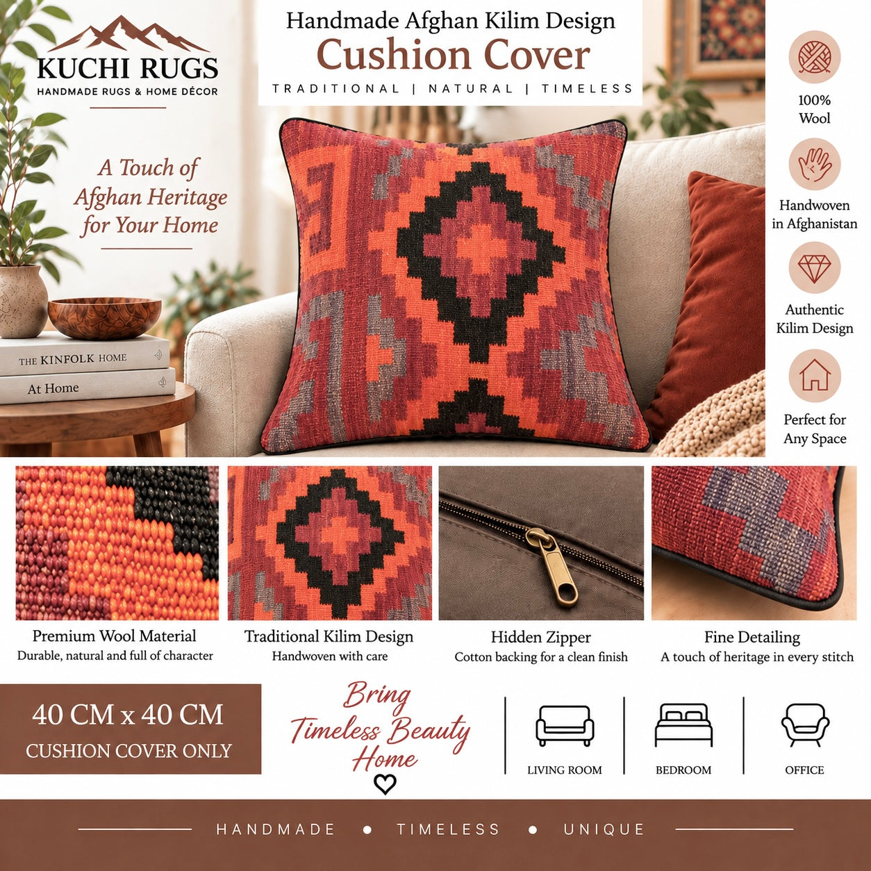 Handmade Traditional Cushion Cover 40cm x 40cm AF#682