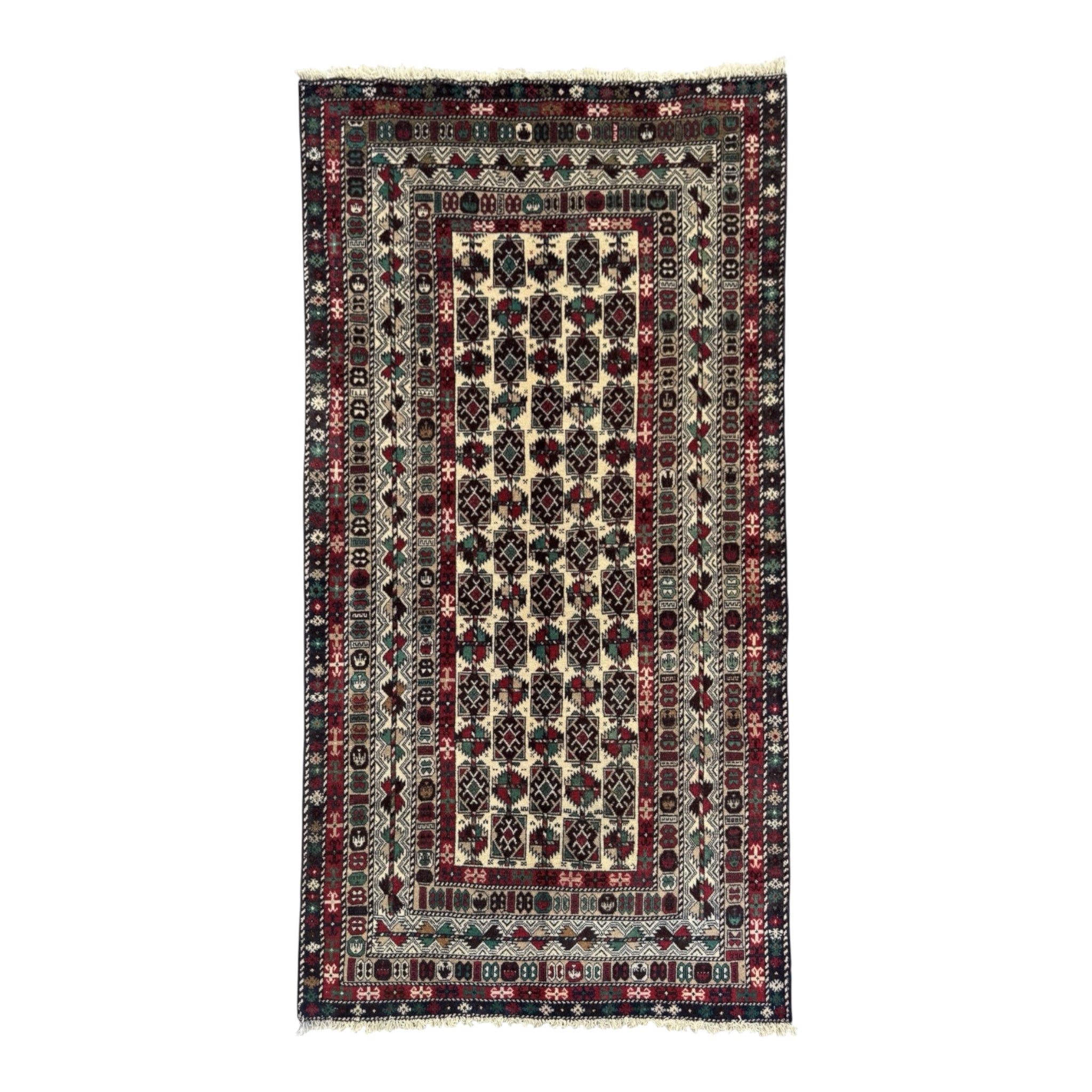 A handmade Decorative rug with intricate patterns.