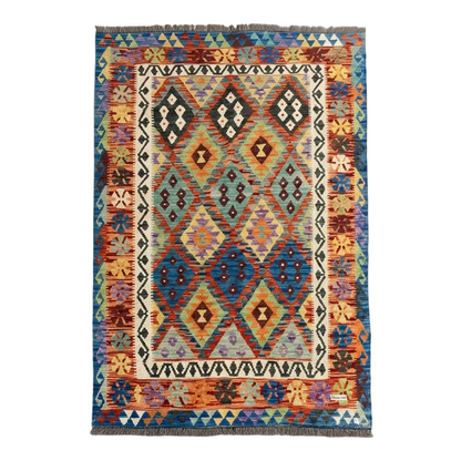 Handmade Afghan Chobi Kilim Rug 202x154 cm KAS#754