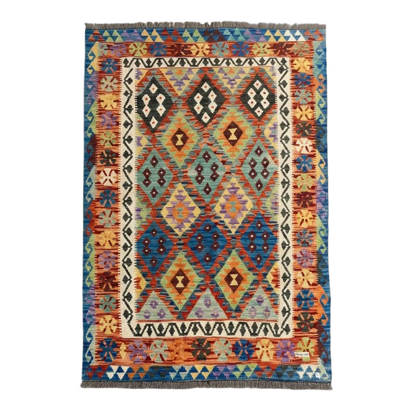 Handmade Afghan Chobi Kilim Rug 202x154 cm KAS#754